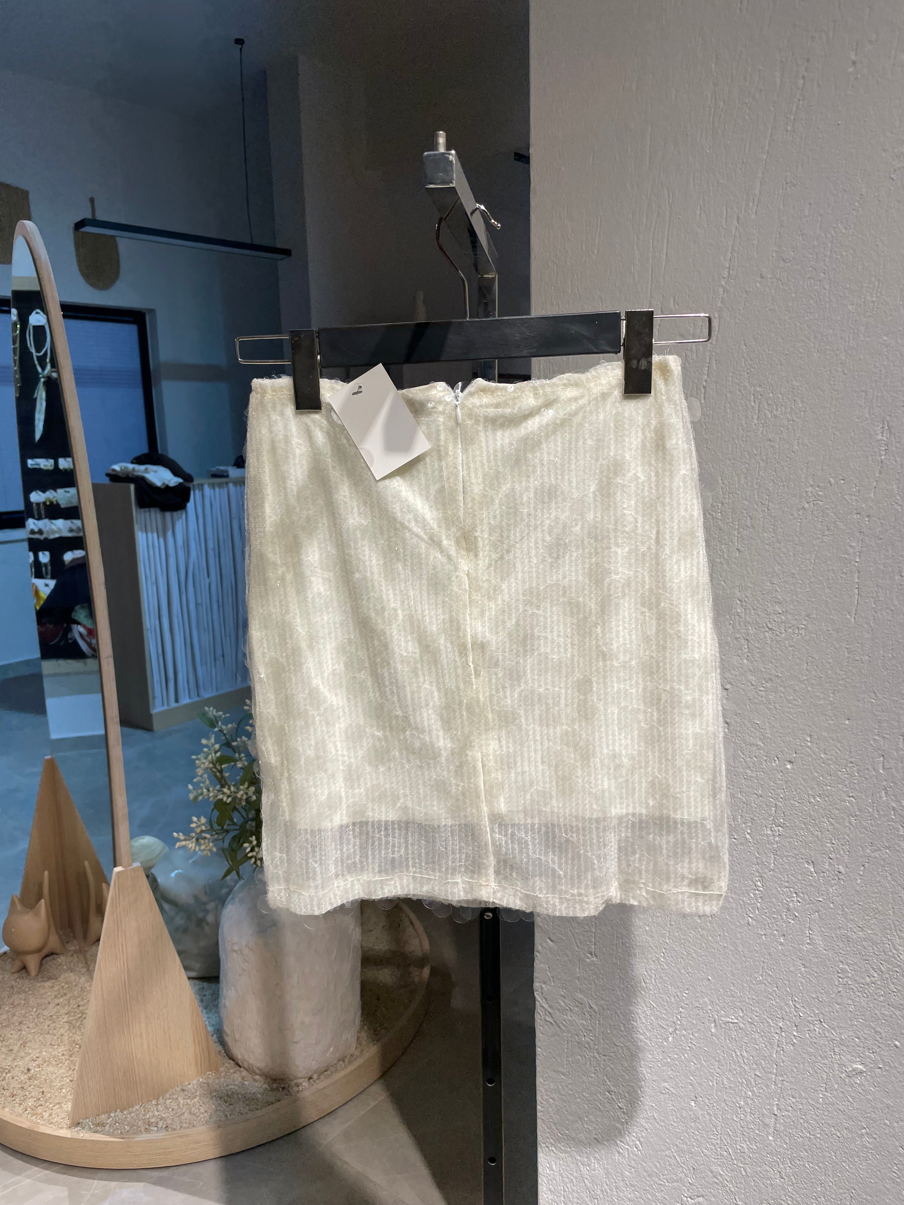 Pullu Tüllü Krem Etek