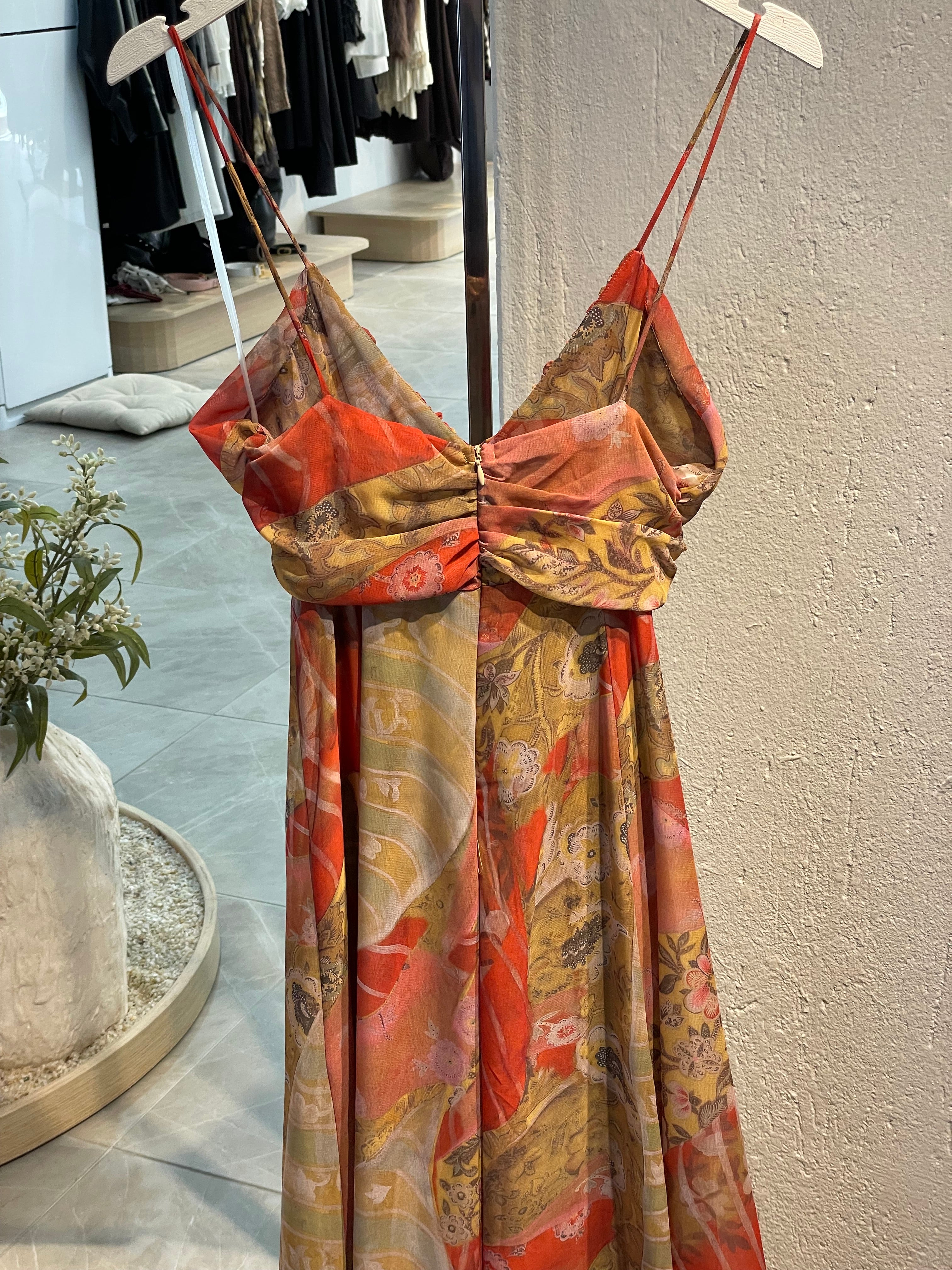 Bohem Esintili Uzun Elbise