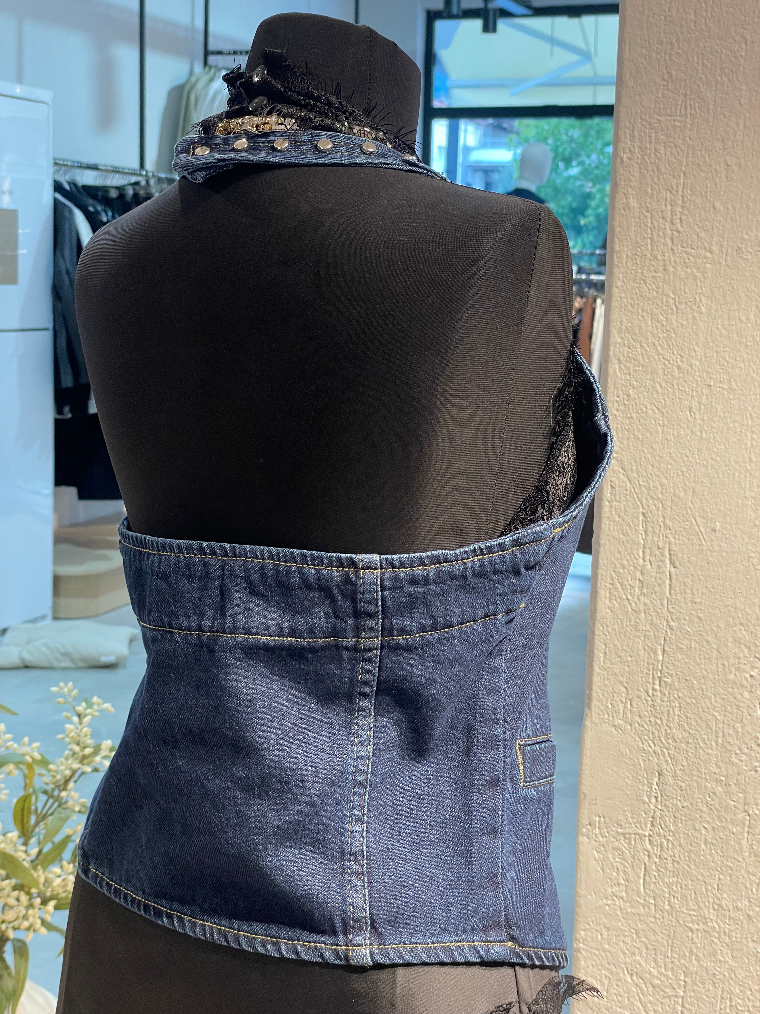 Zımba Detaylı Kot Yelek