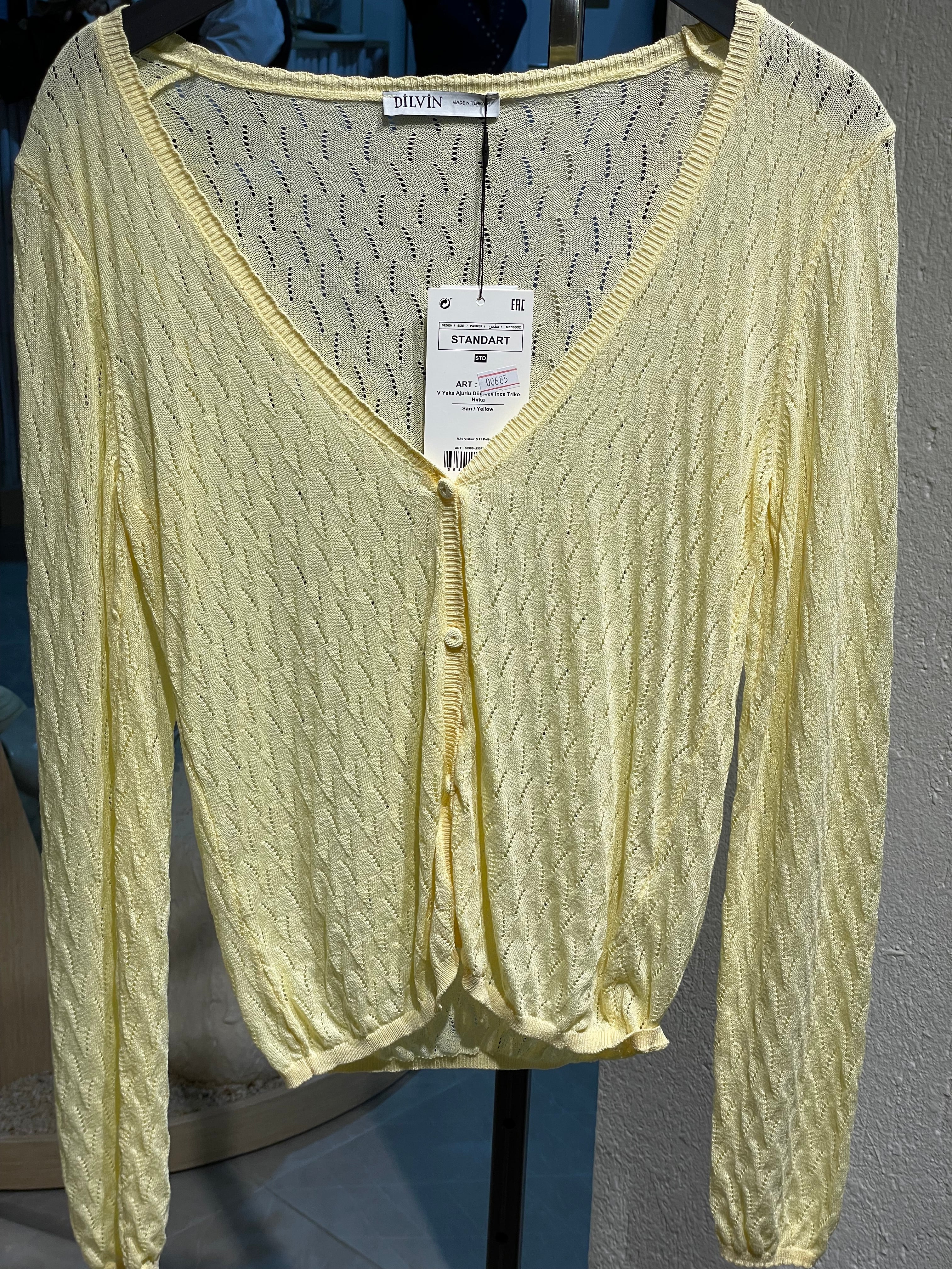 Dilvin V Yaka Ajurlu İnce Triko