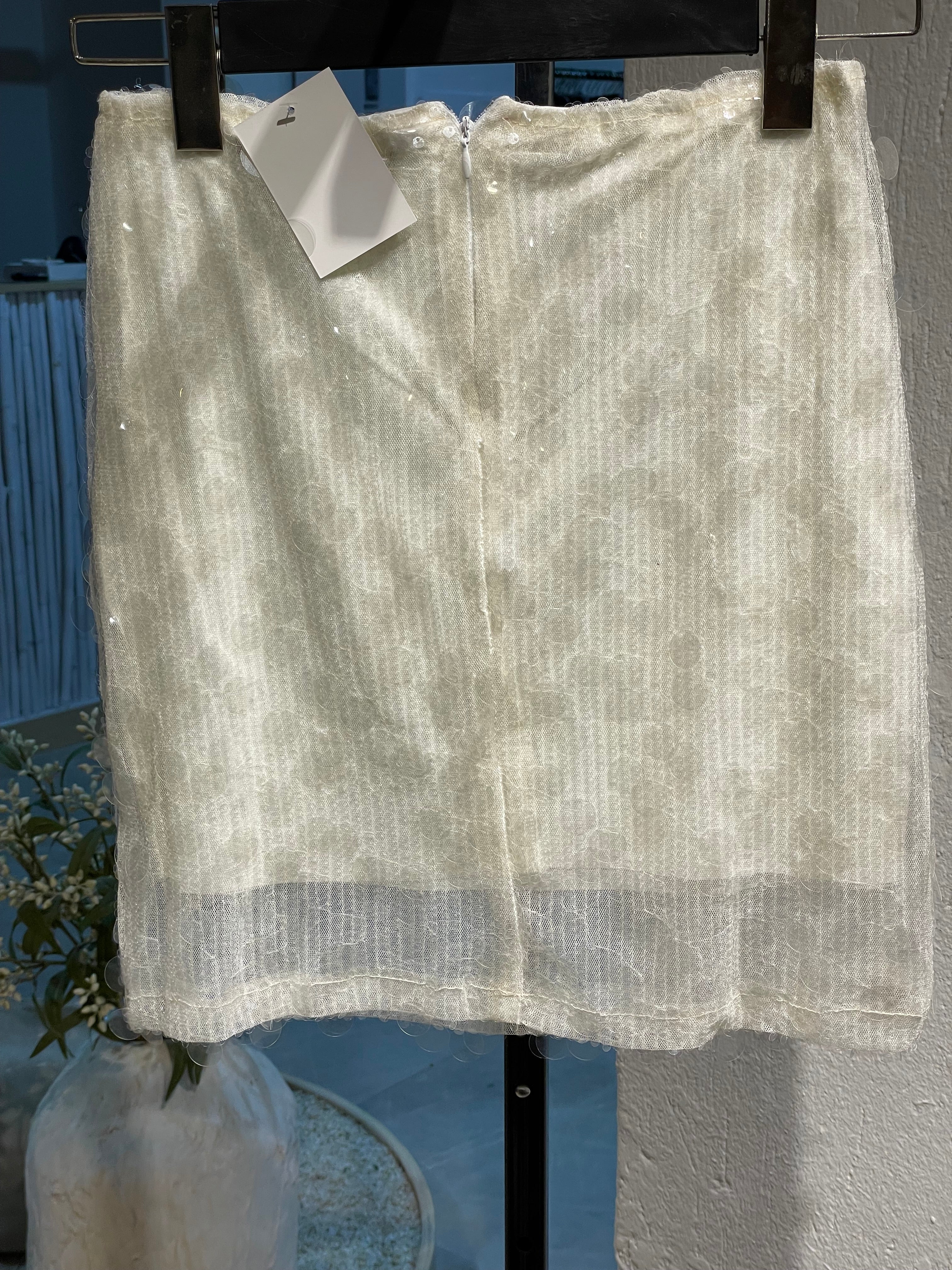 Pullu Tüllü Krem Etek