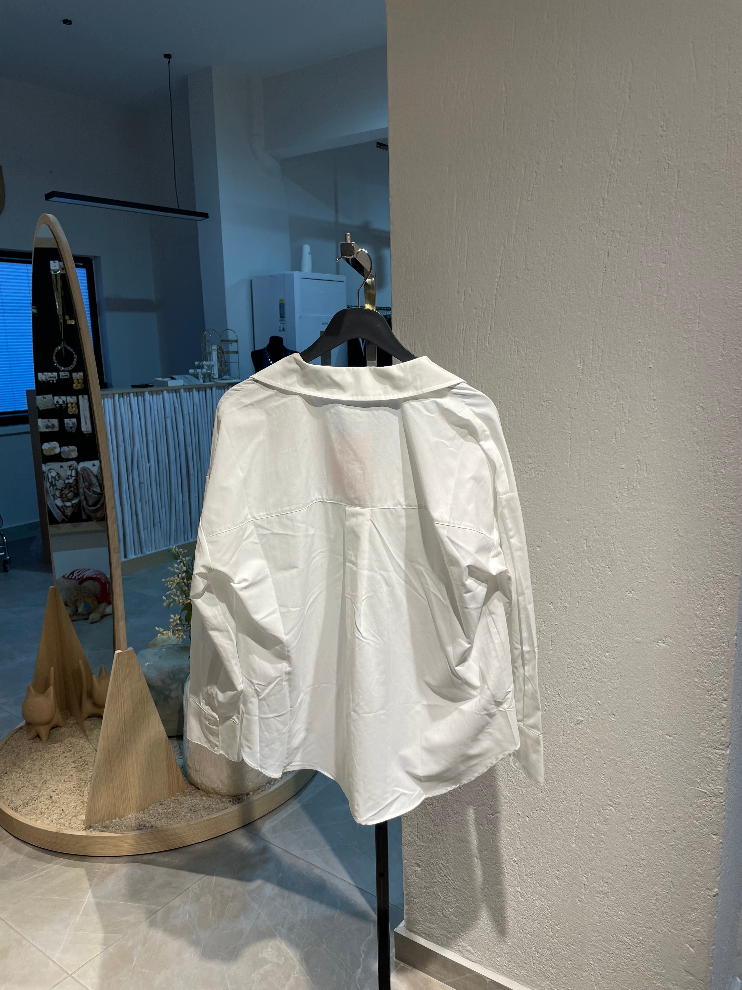 Ekru Oversize Gömlek