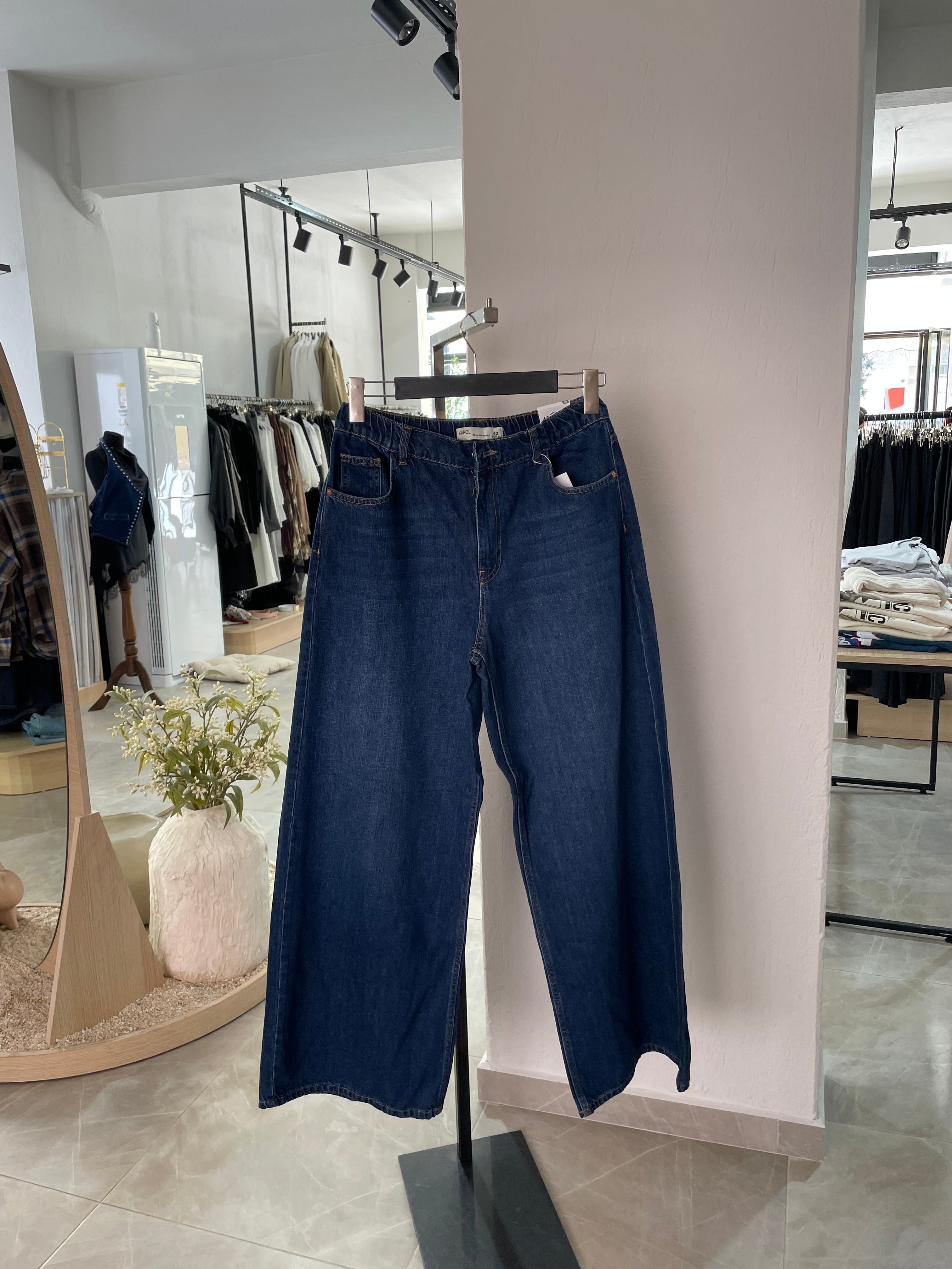 Koyu Mavi Baggy Jean