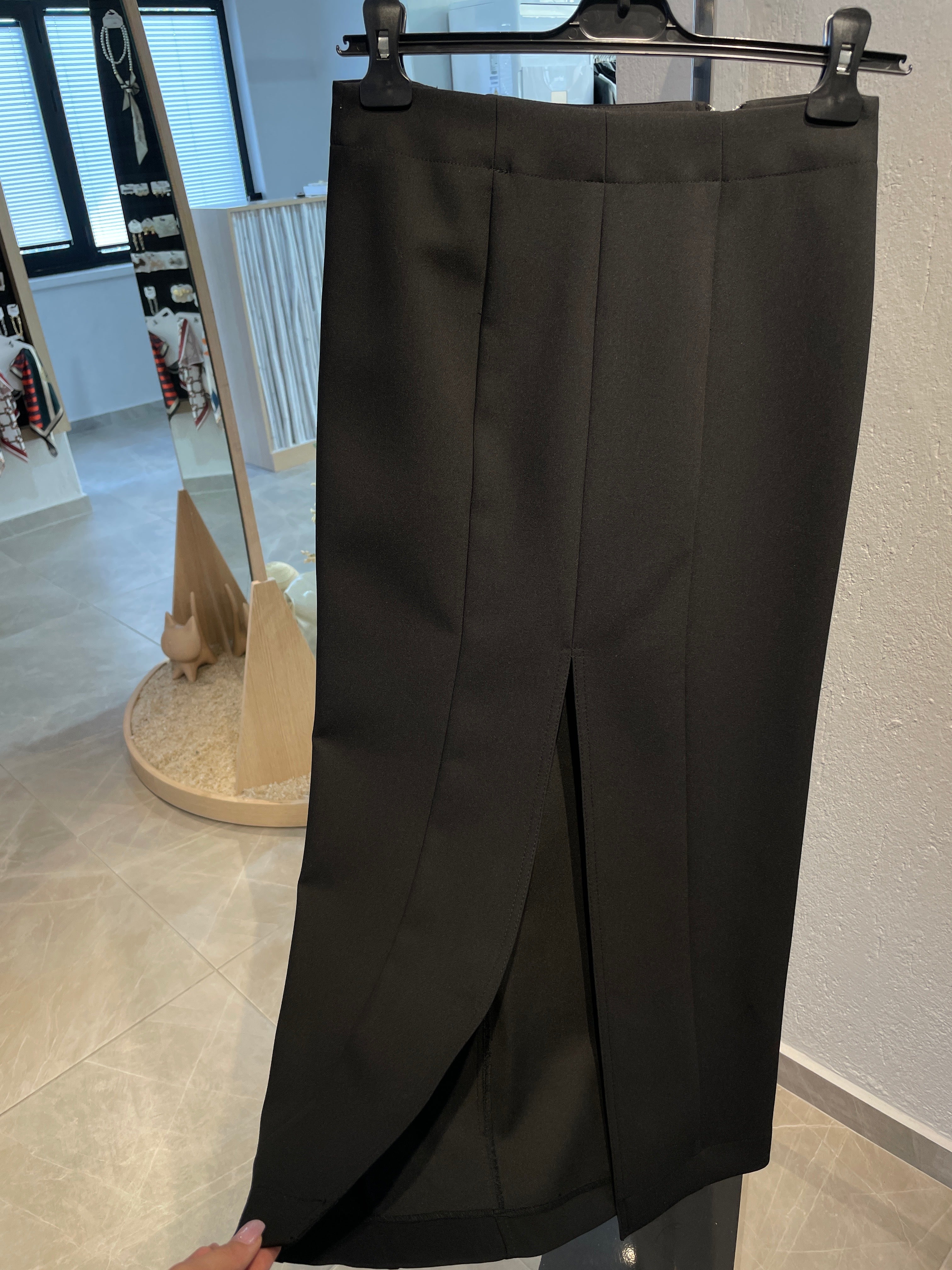 Fermuar Detaylı Midi Etek