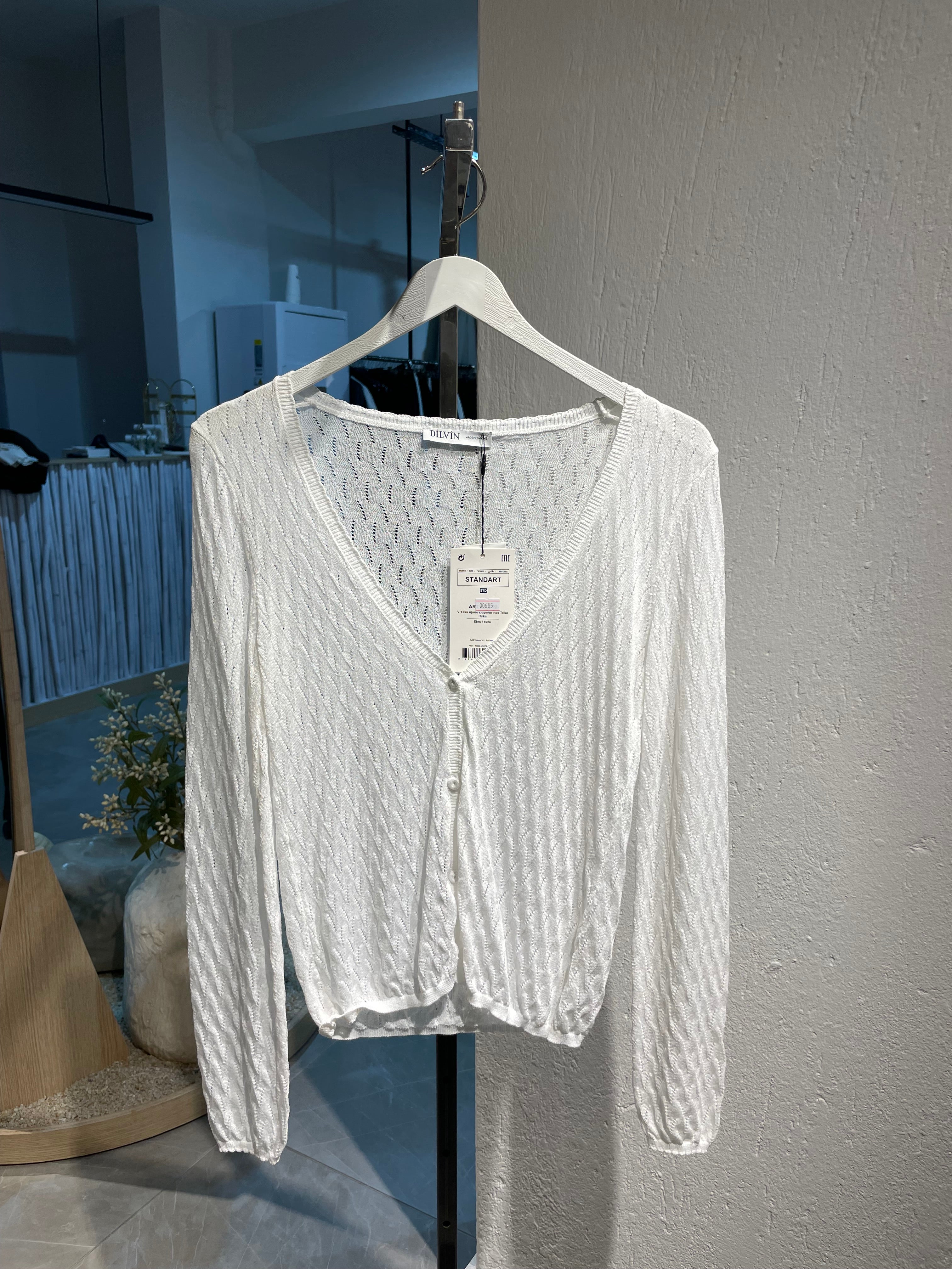 Dilvin V Yaka Ajurlu İnce Triko