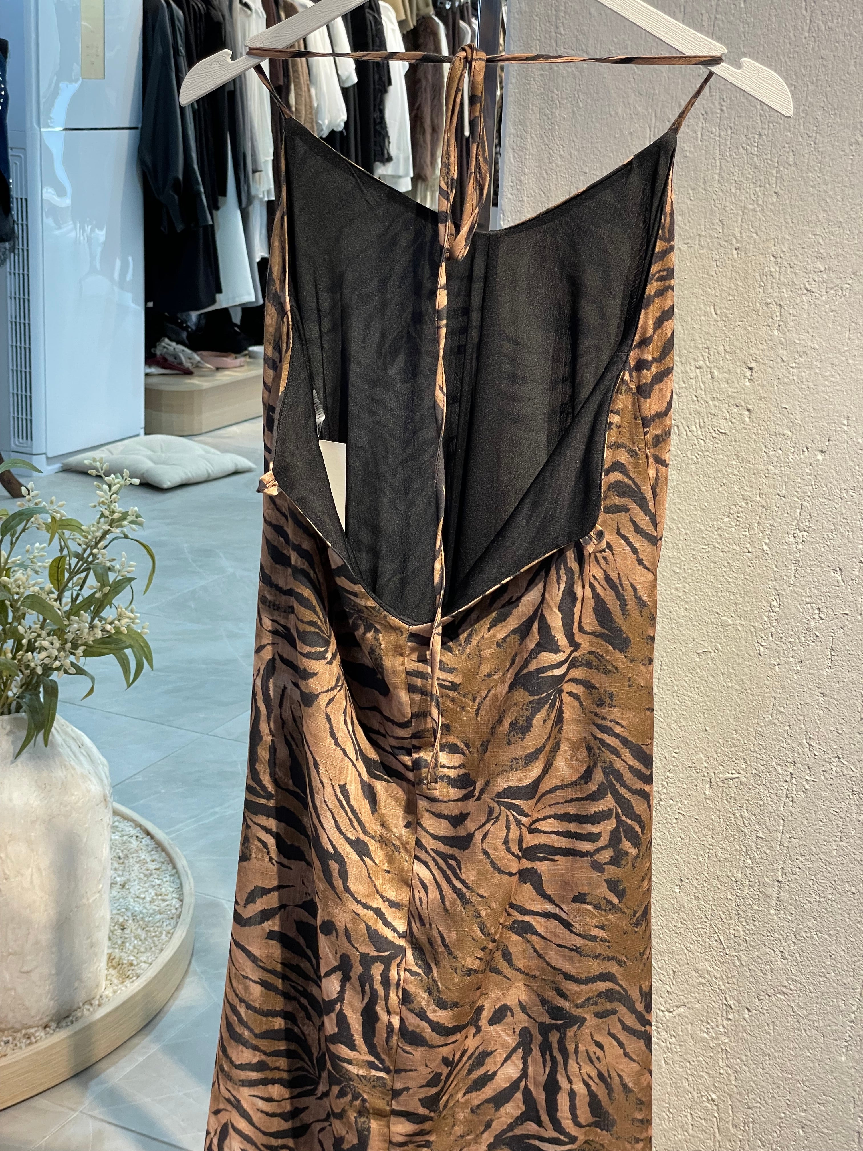 Kaplan Desenli Uzun Elbise