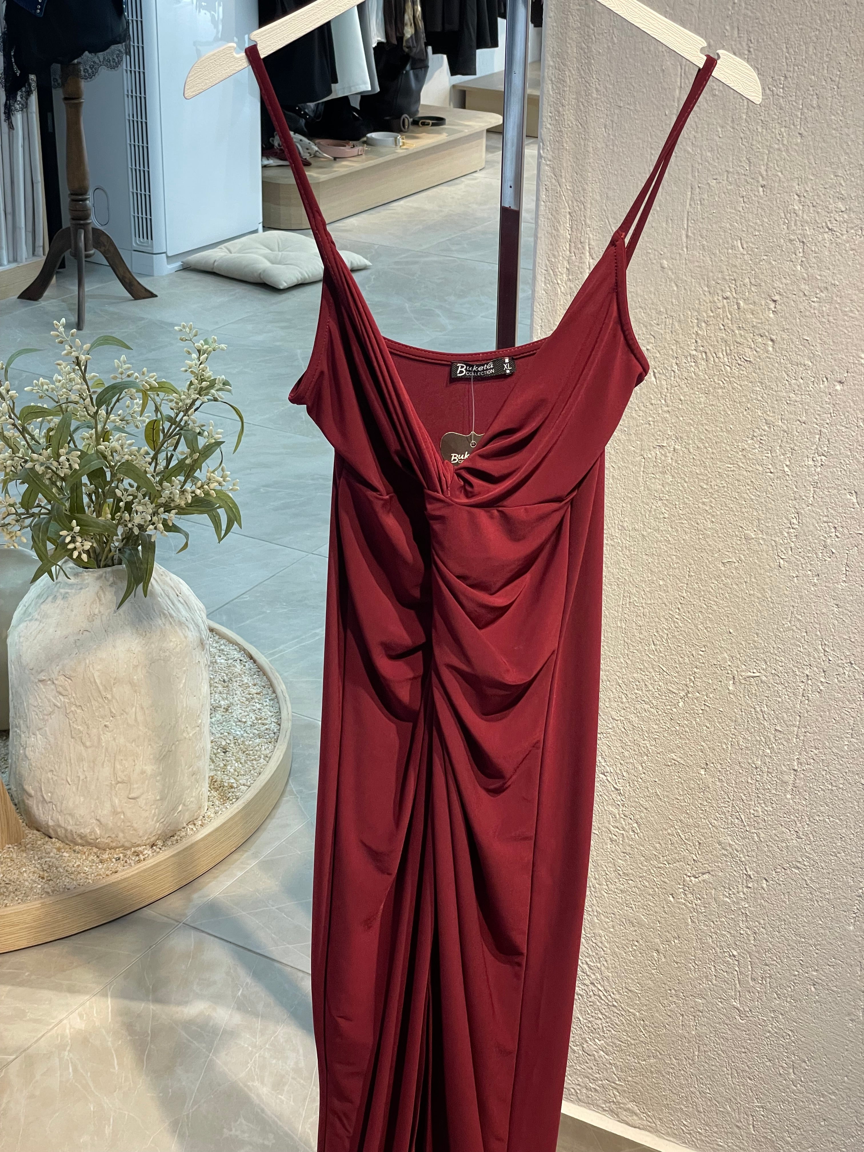 Önden Bağlamalı Uzun Davet Elbisesi