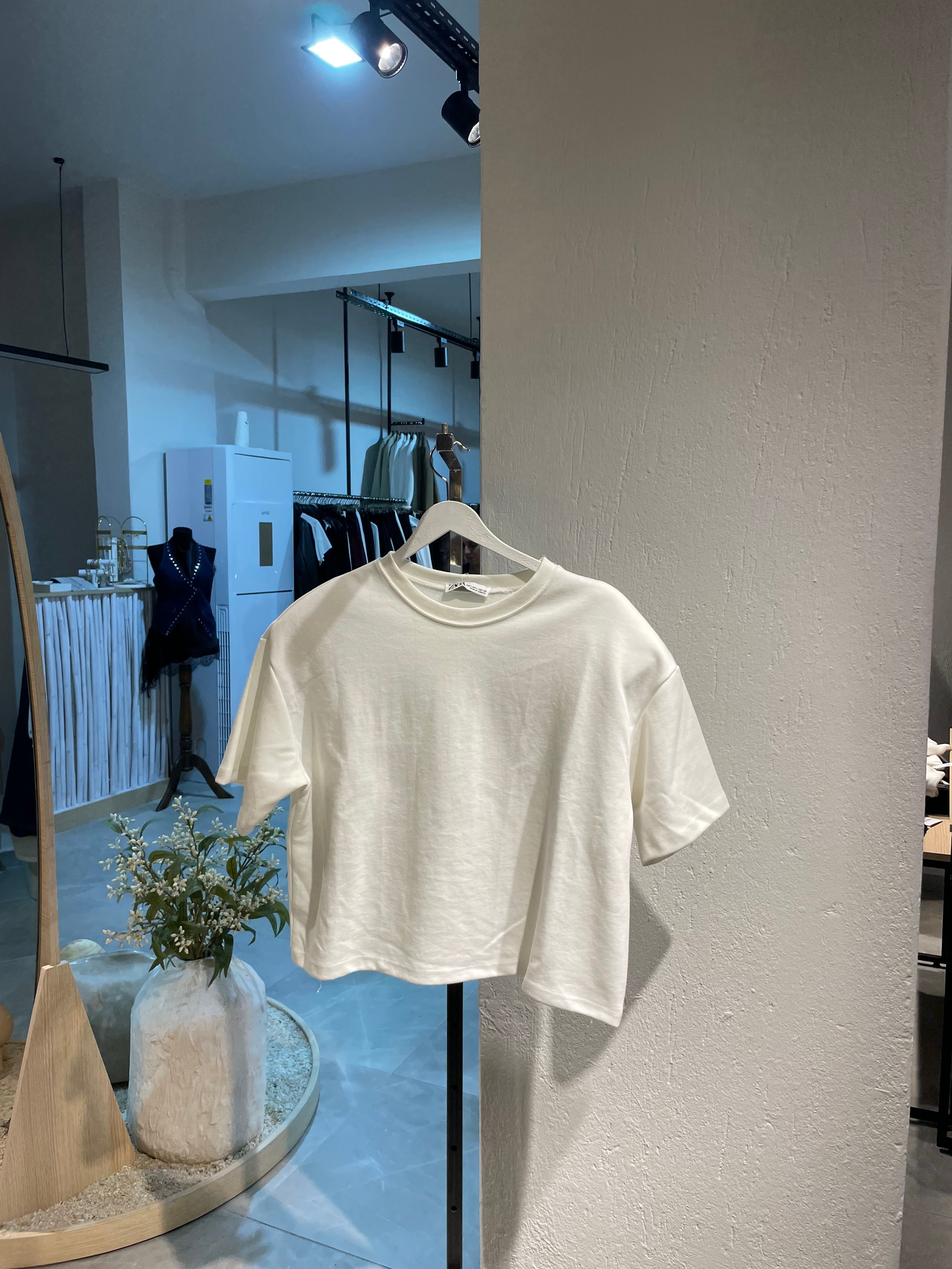 Krem Basic Crop Üst