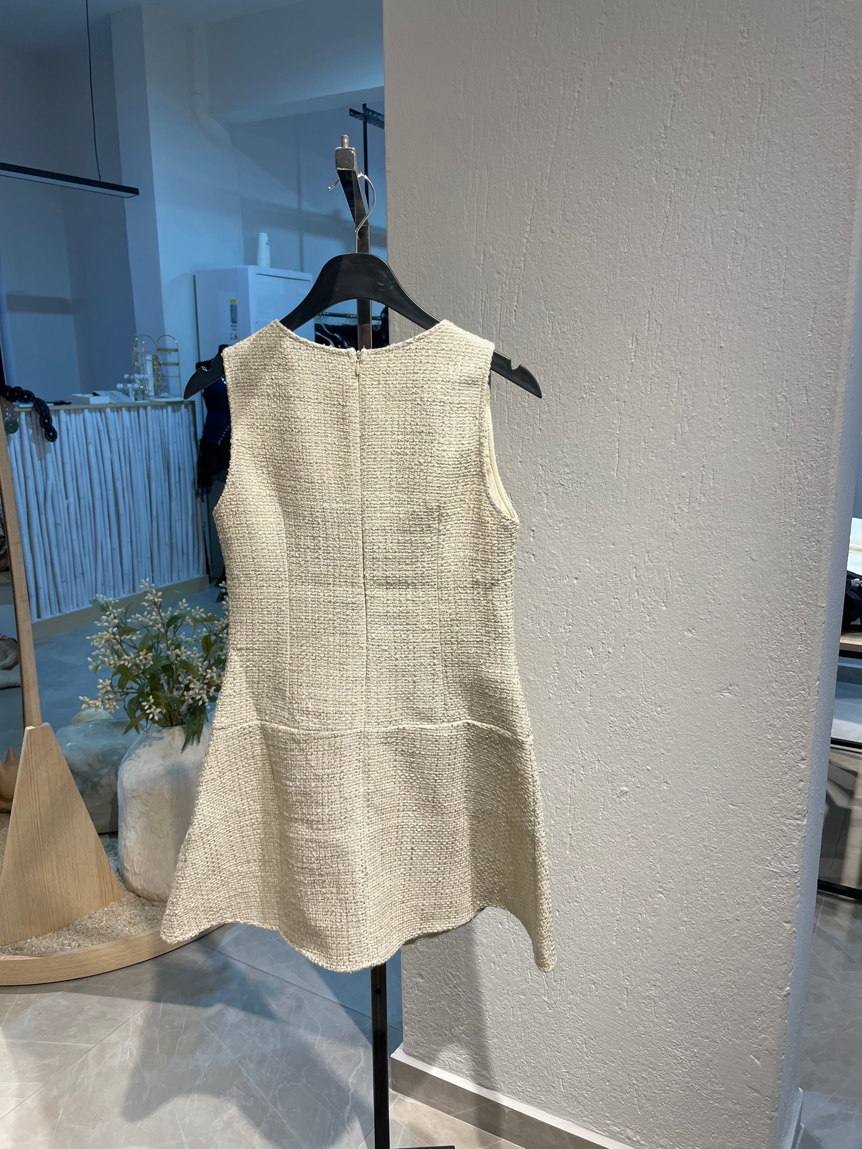 Taş Rengi Düğmeli Elbise