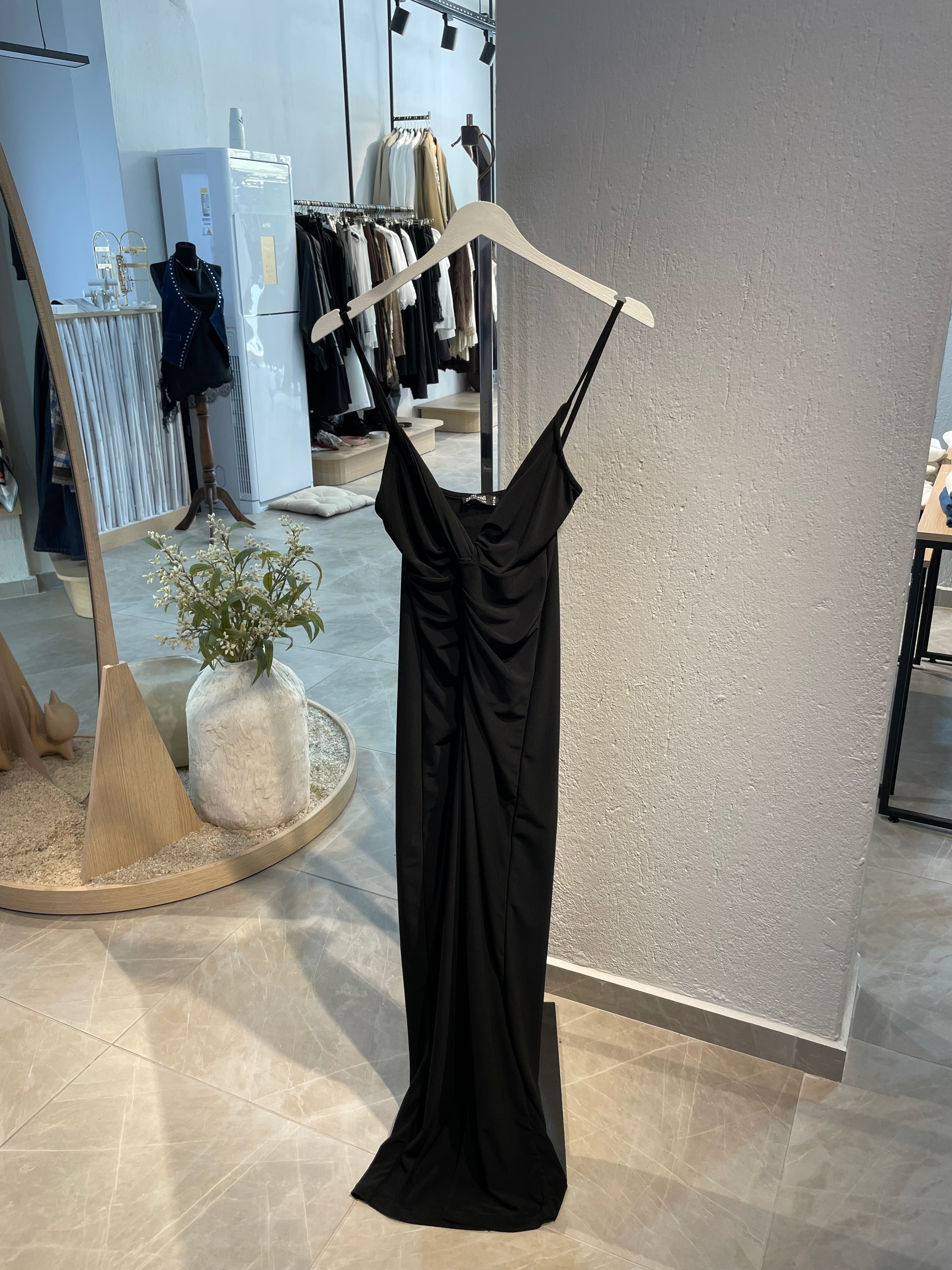 Önden Bağlamalı Uzun Davet Elbisesi