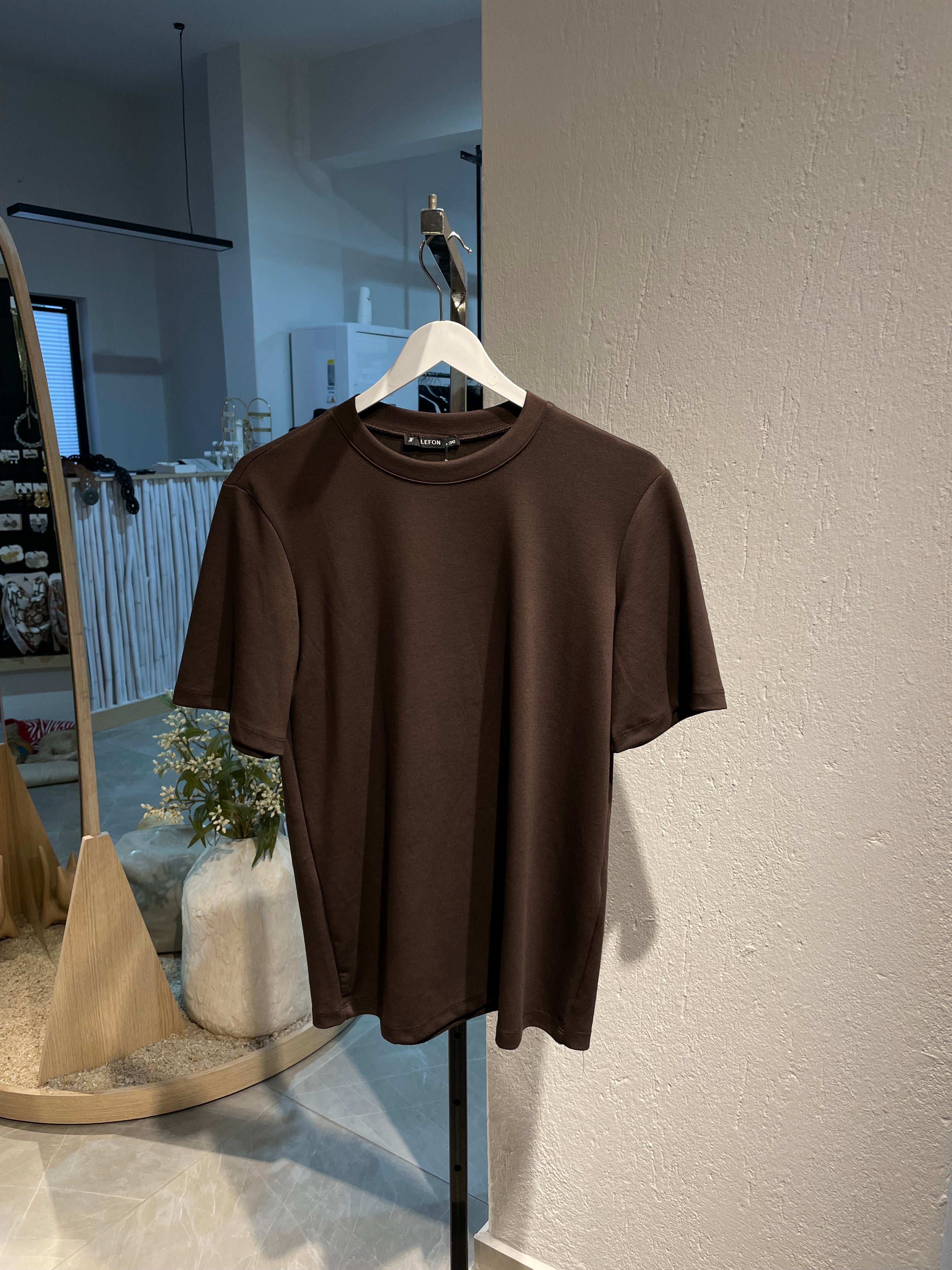 Kahverengi Bisiklet Yaka Tshirt