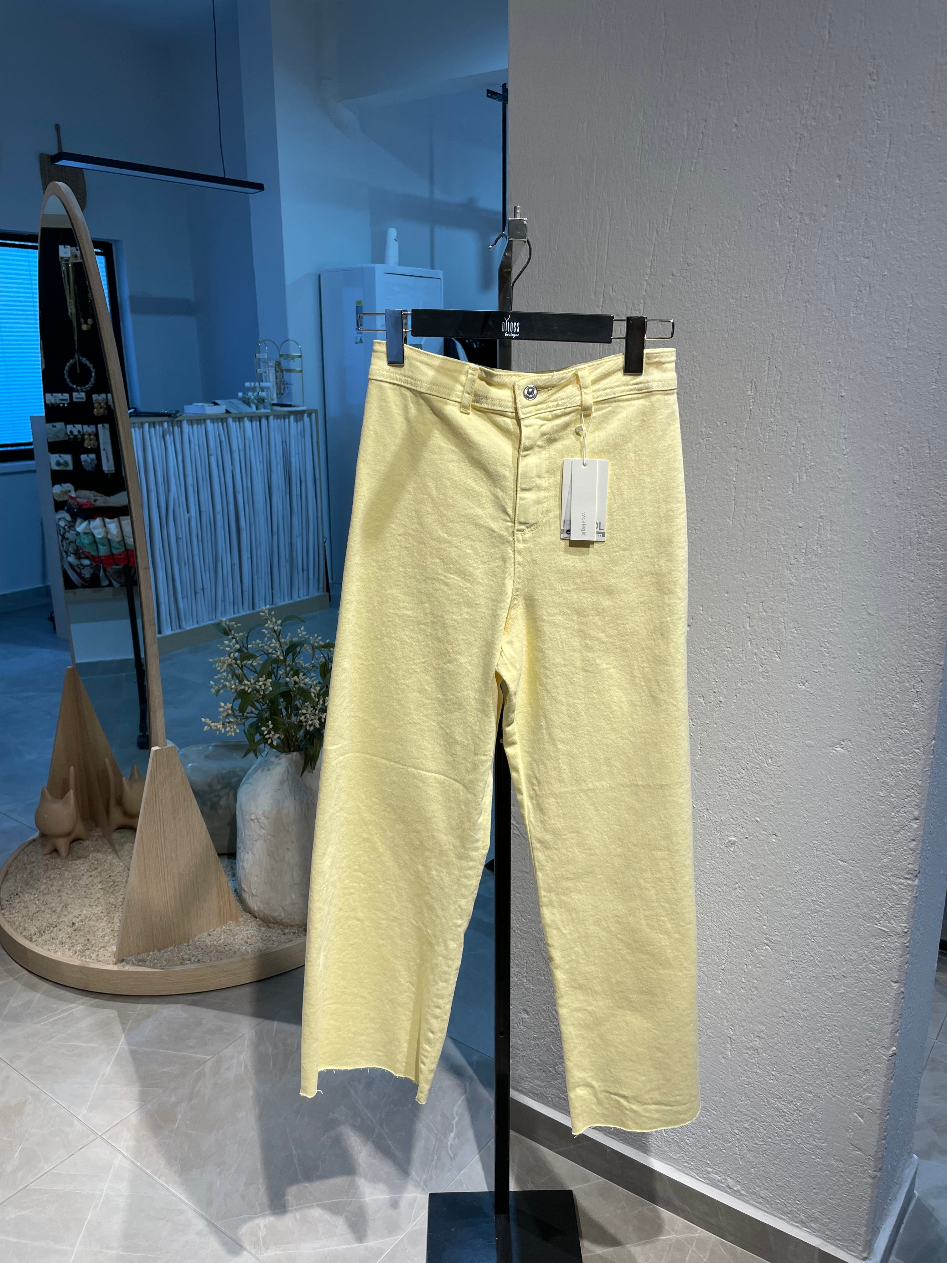 Sarı Bol Paça Kot Pantolon