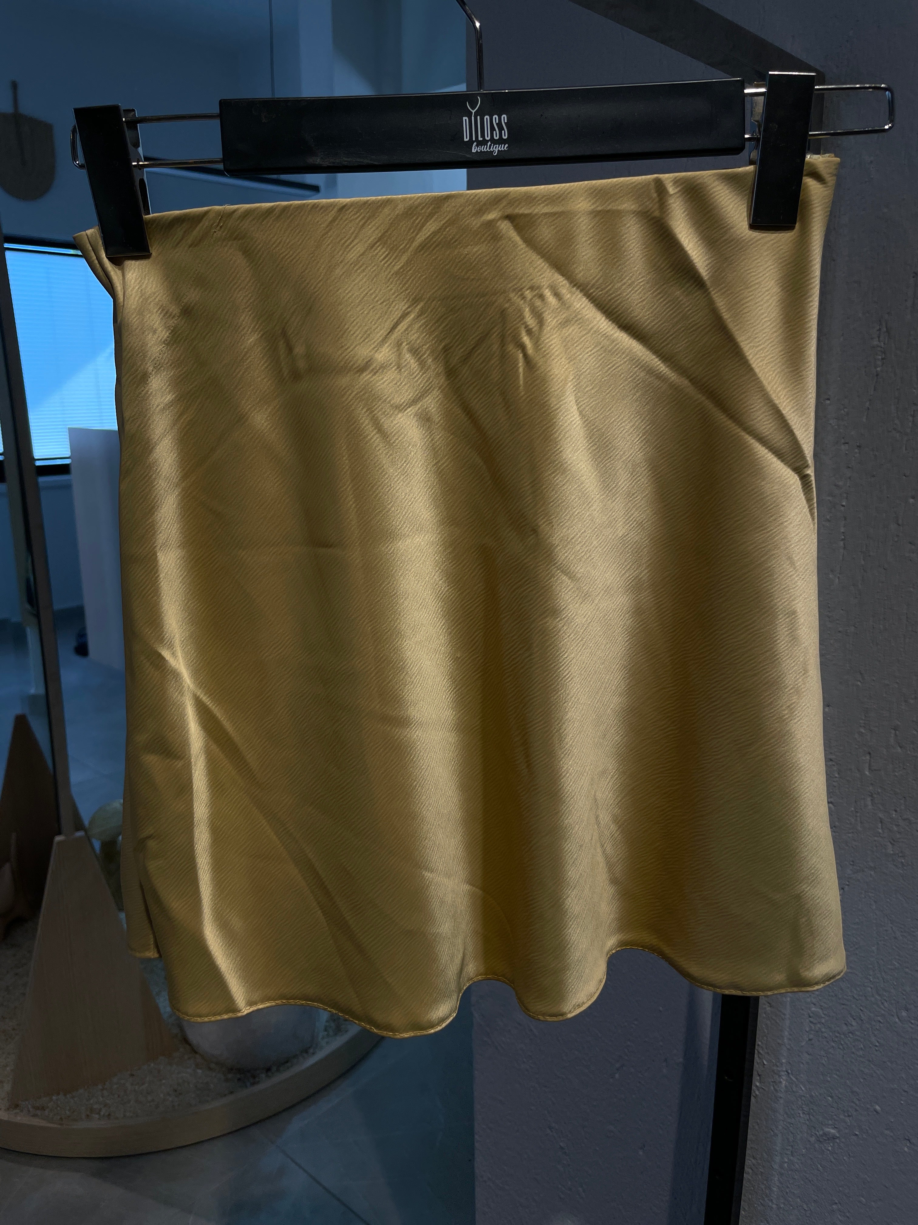 Vanilya Sarısı Saten Mini Etek