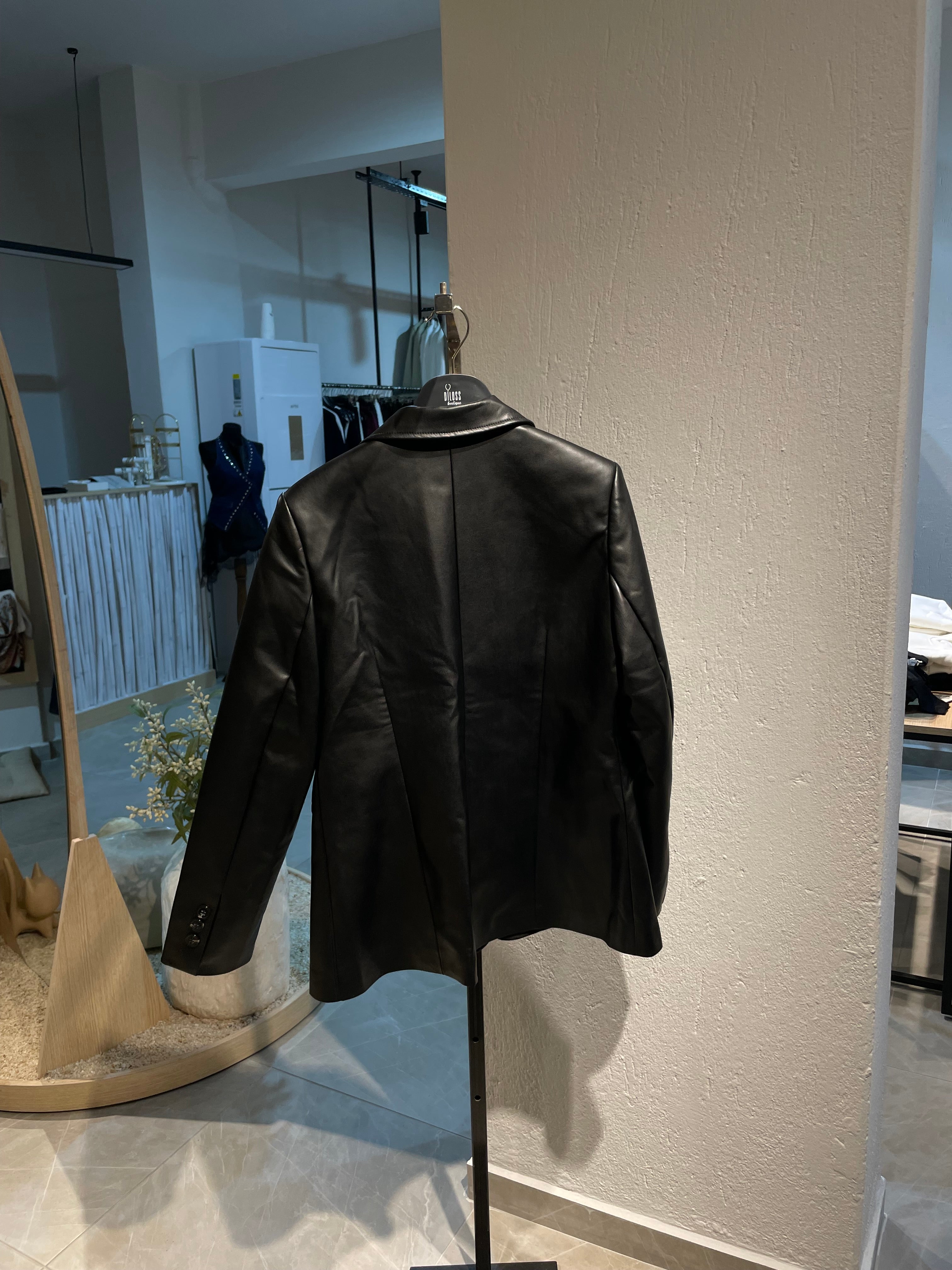 Siyah Deri Blazer Ceket