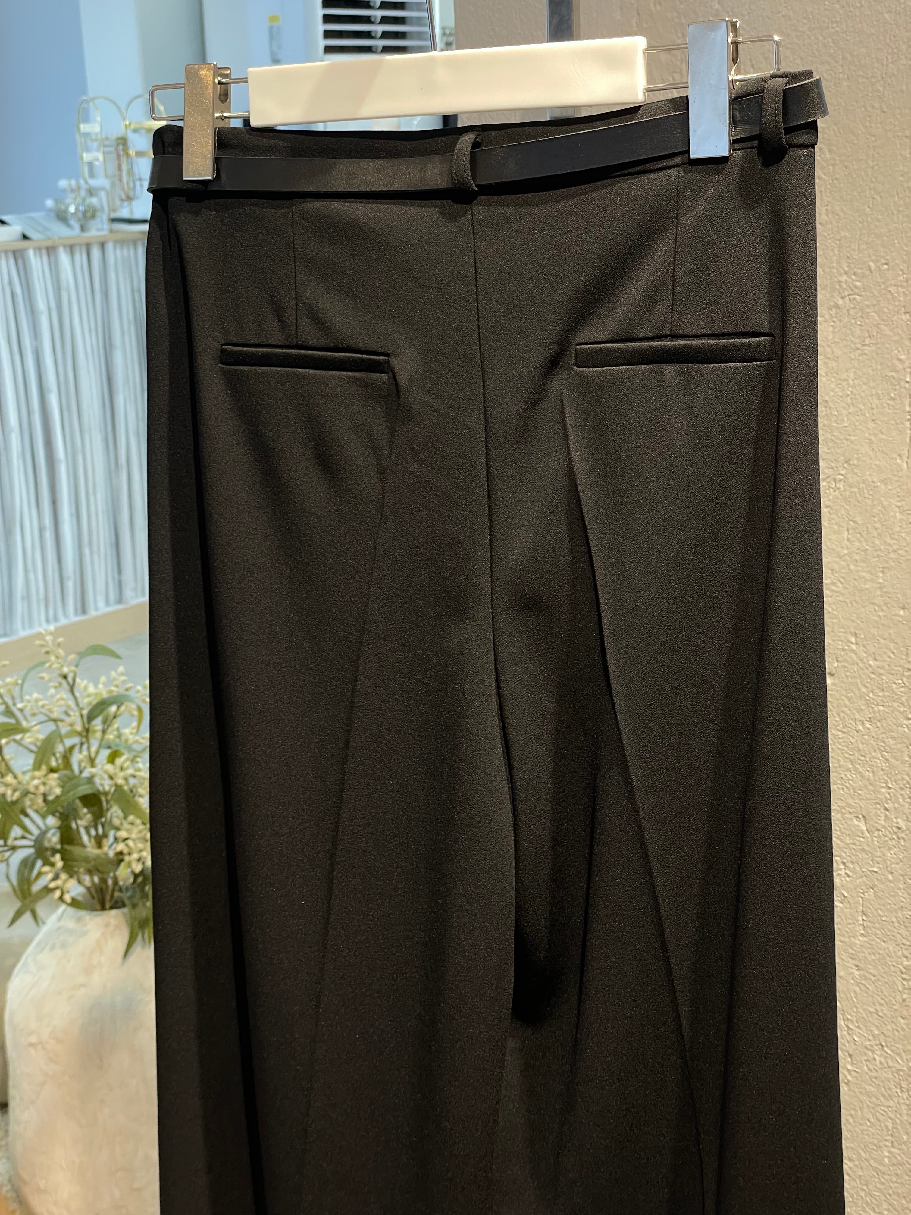 Gold Detay Kemerli Siyah Palazzo