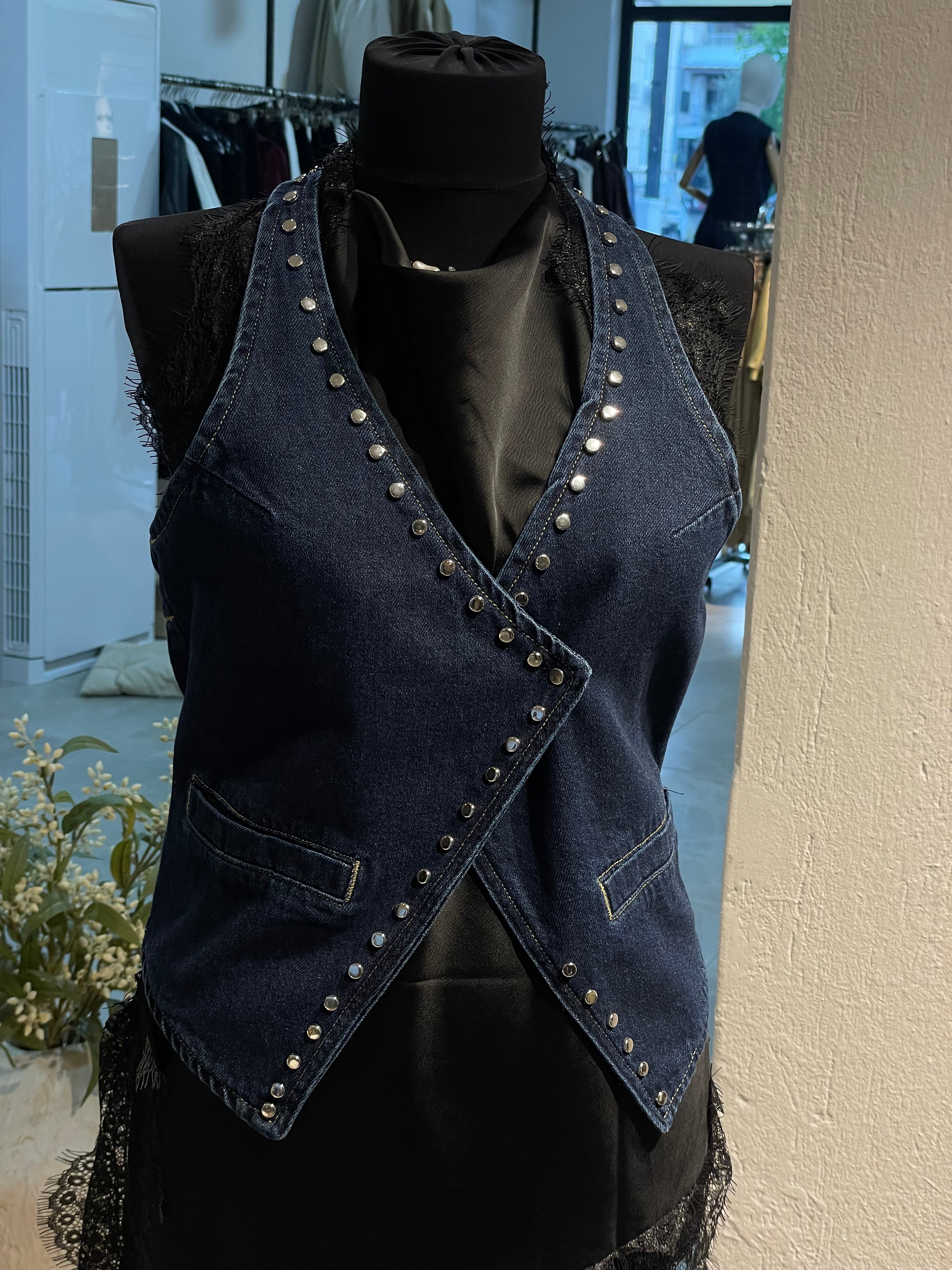 Zımba Detaylı Kot Yelek