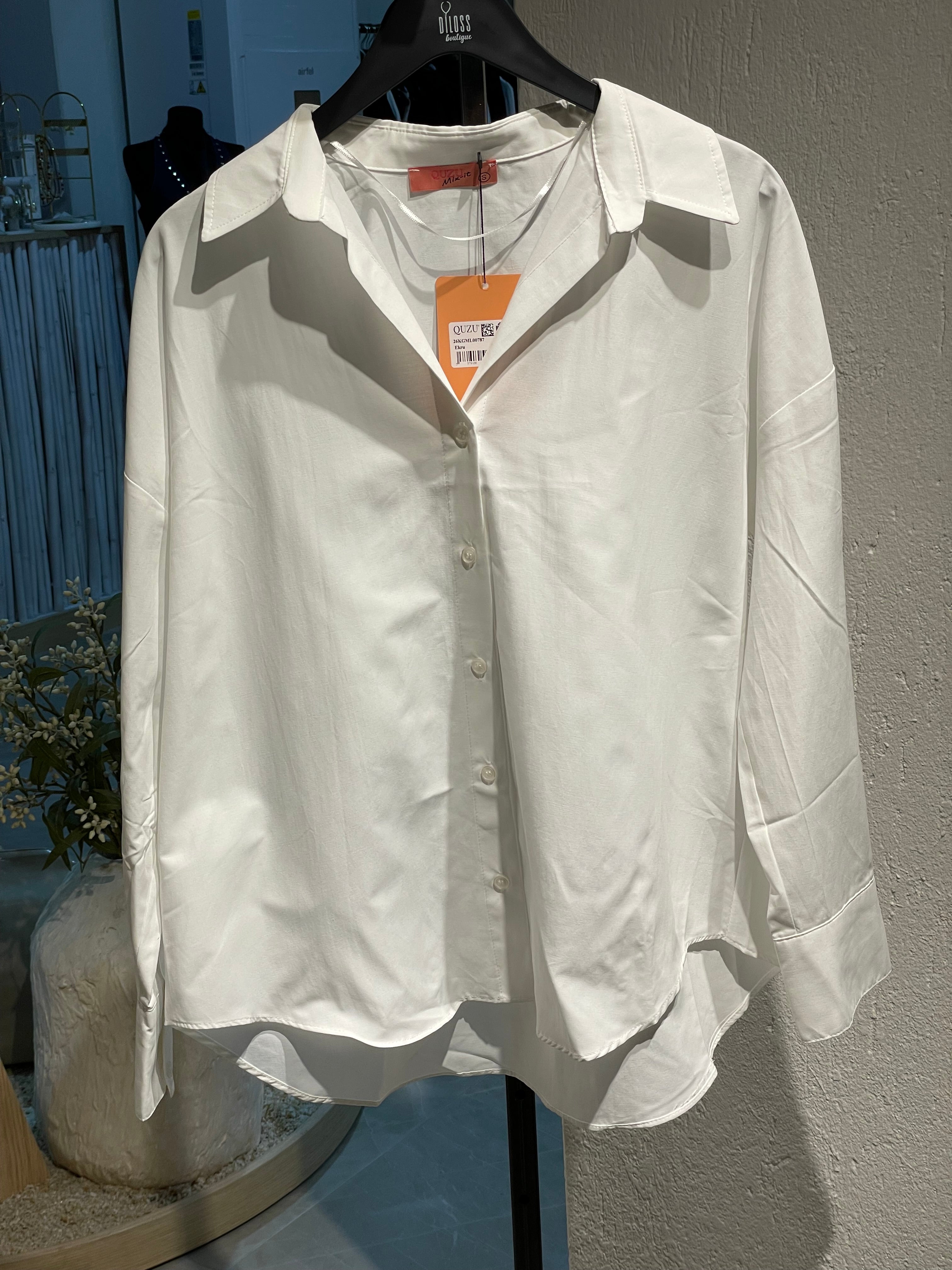 Ekru Oversize Gömlek