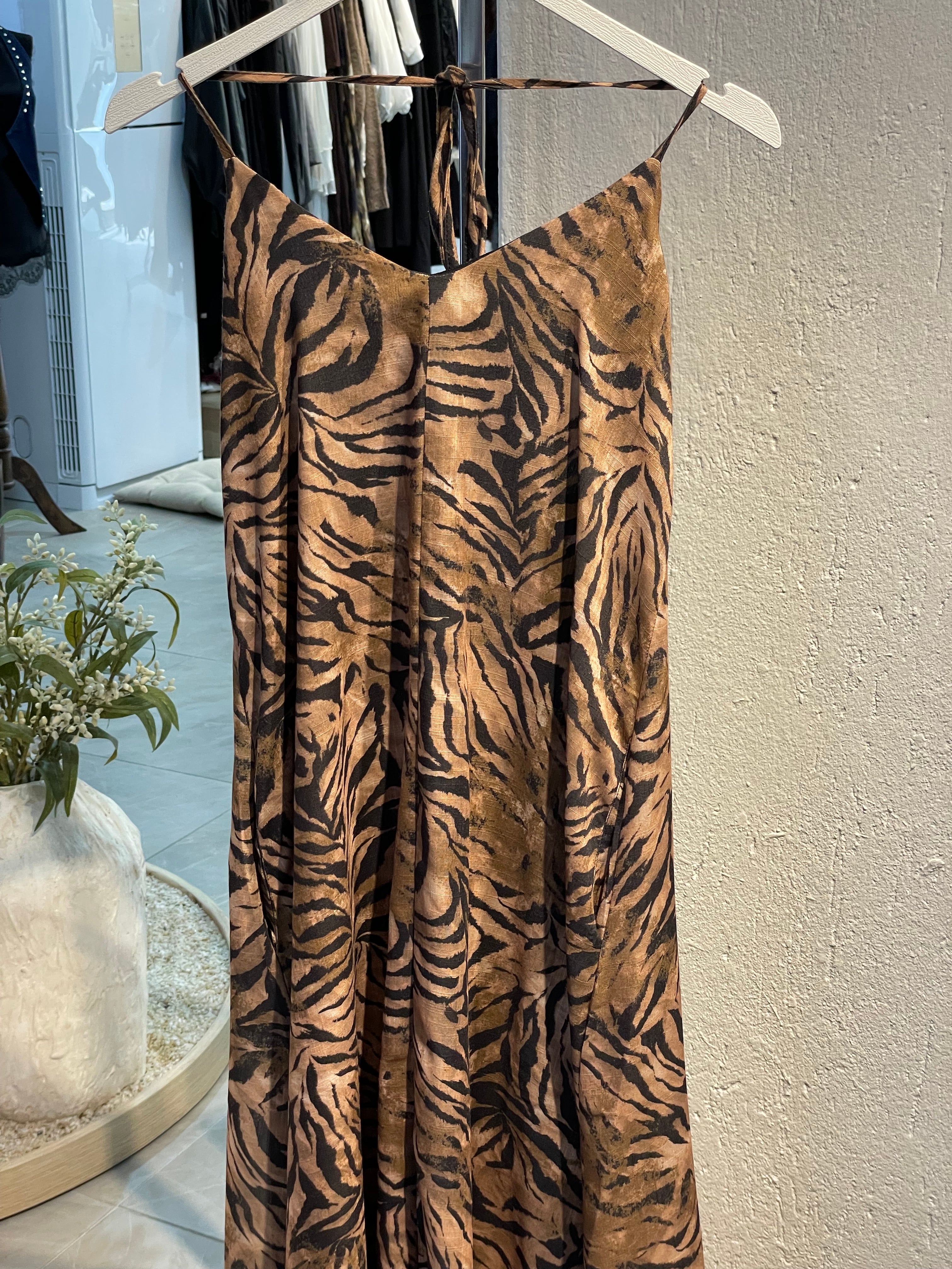 Kaplan Desenli Uzun Elbise