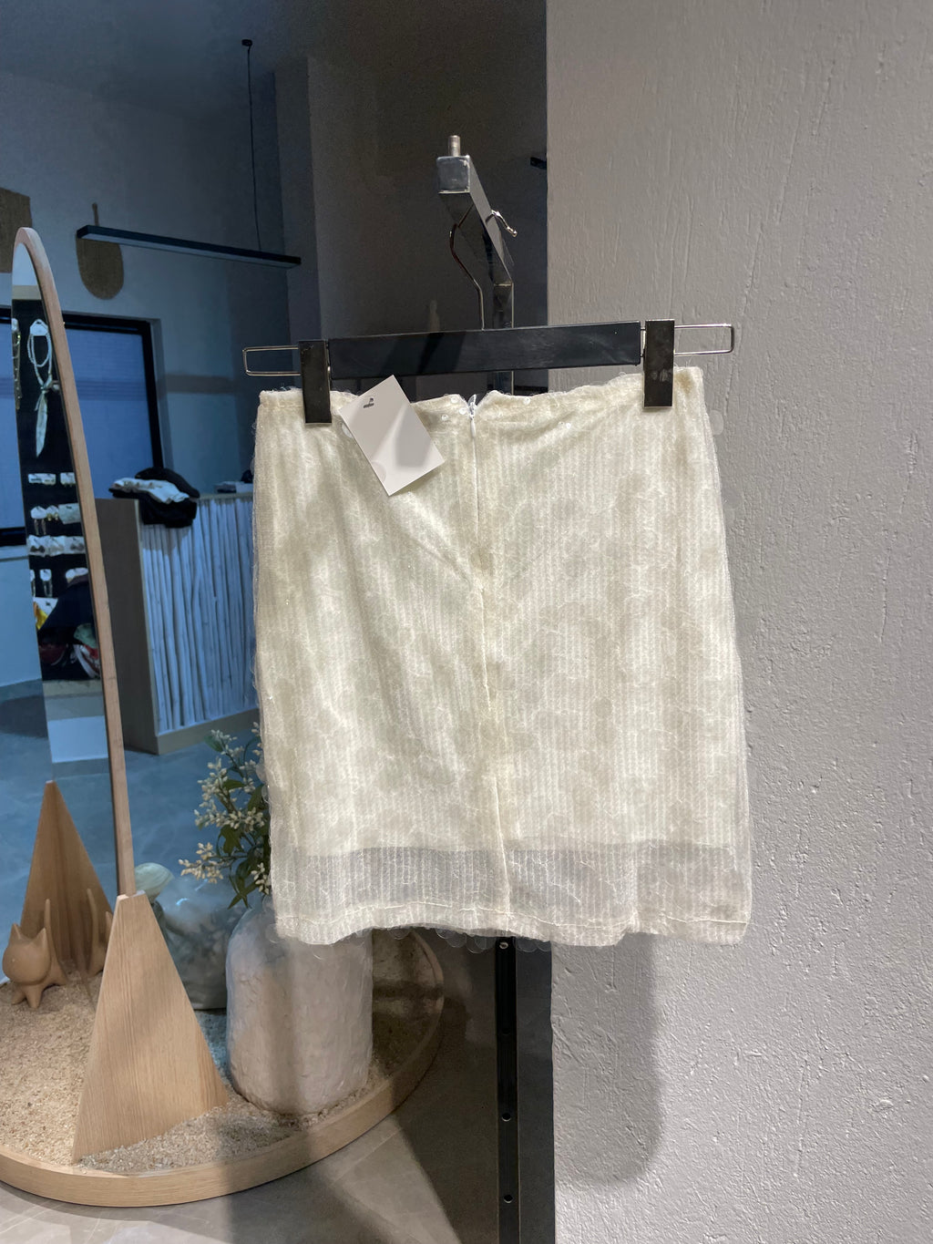 Pullu Tüllü Krem Etek