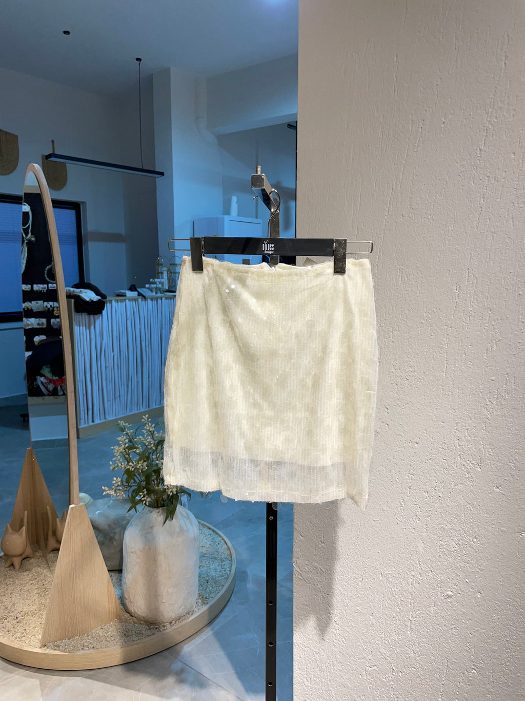 Pullu Tüllü Krem Etek