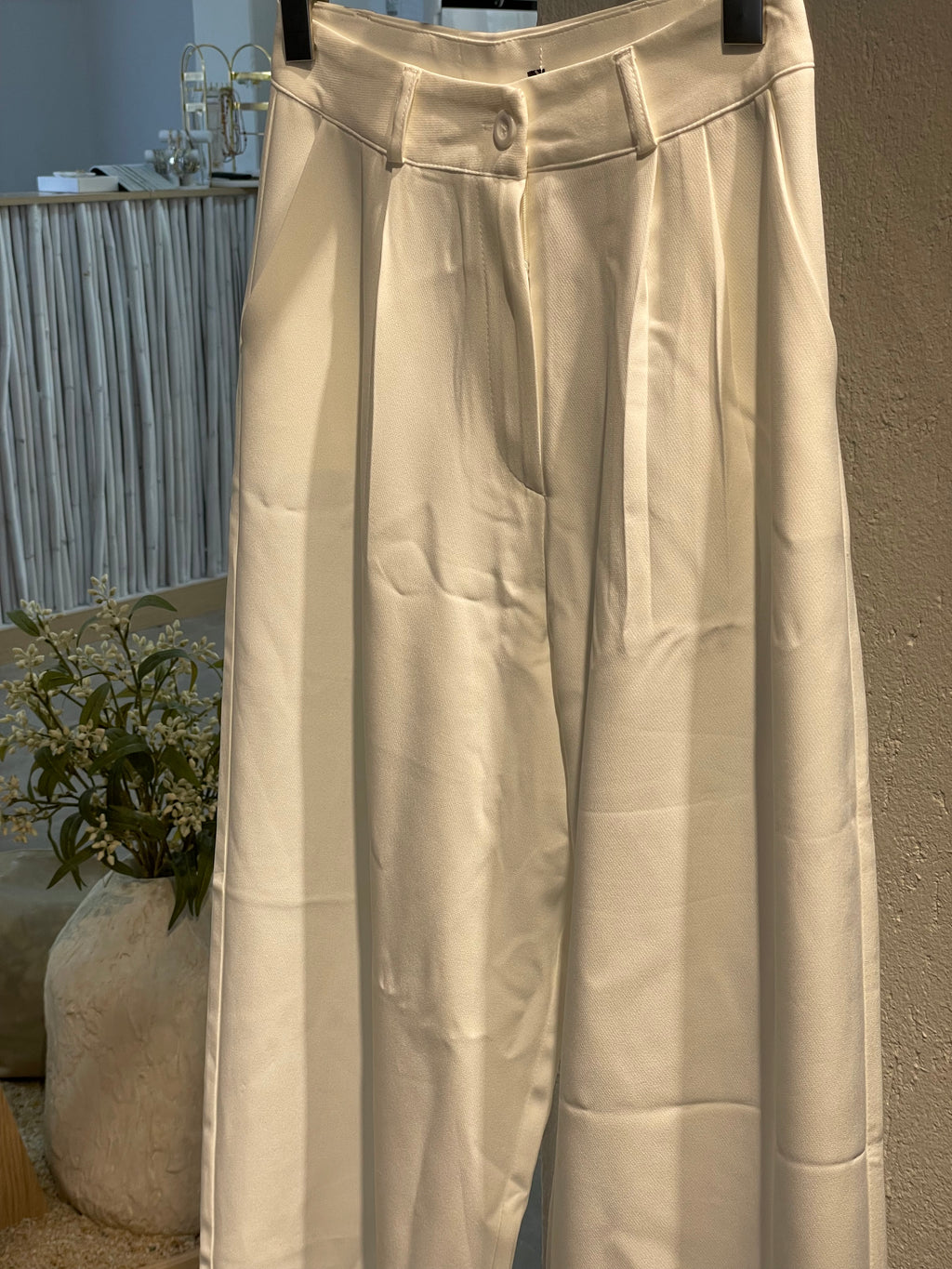 Beyaz ipek krep Pantolon