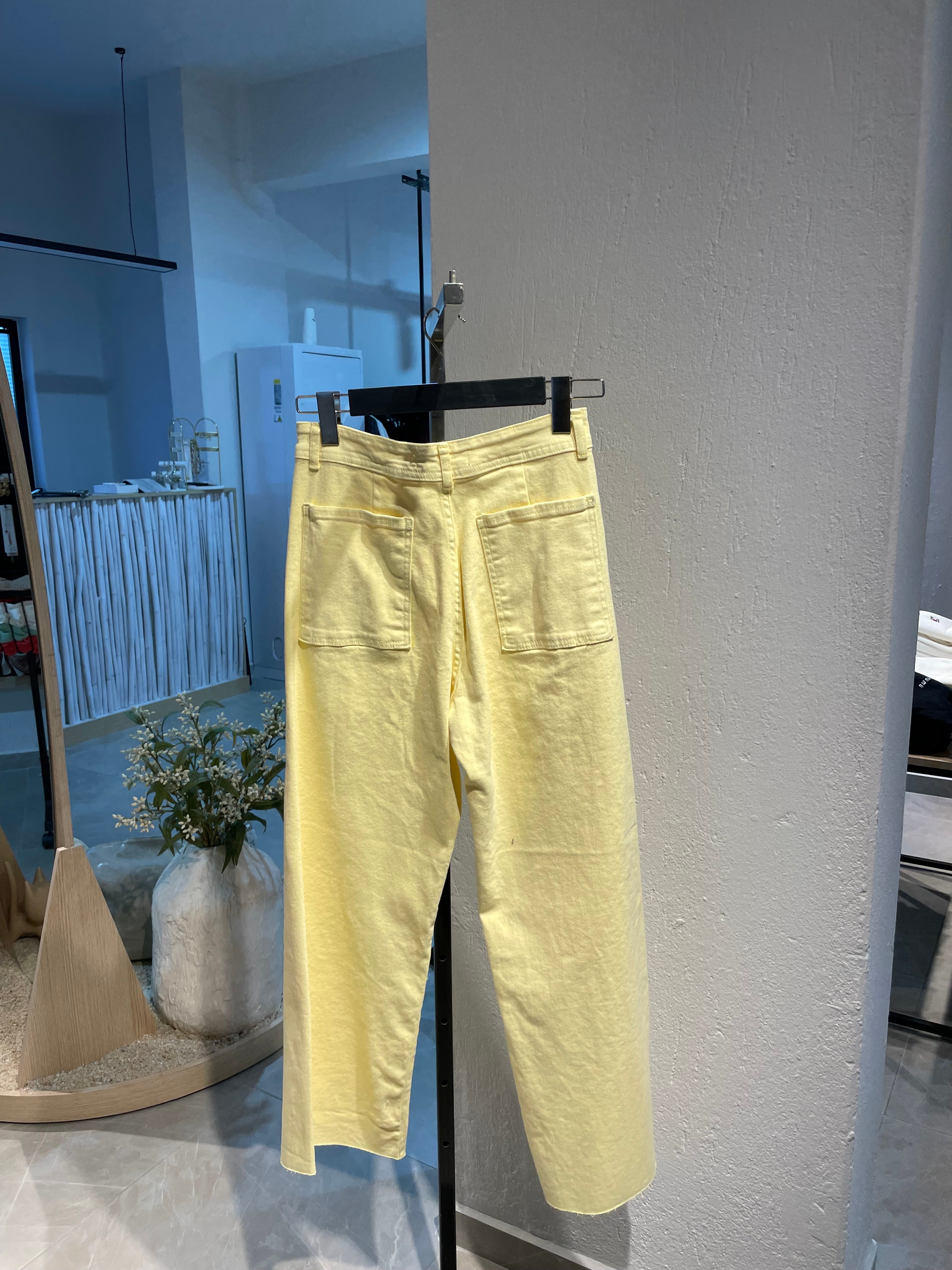 Sarı Bol Paça Kot Pantolon