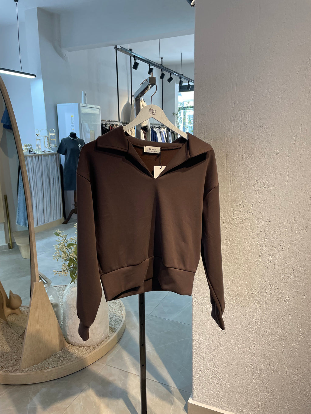 Oys Kumaş Yakalı Sweat Kazak