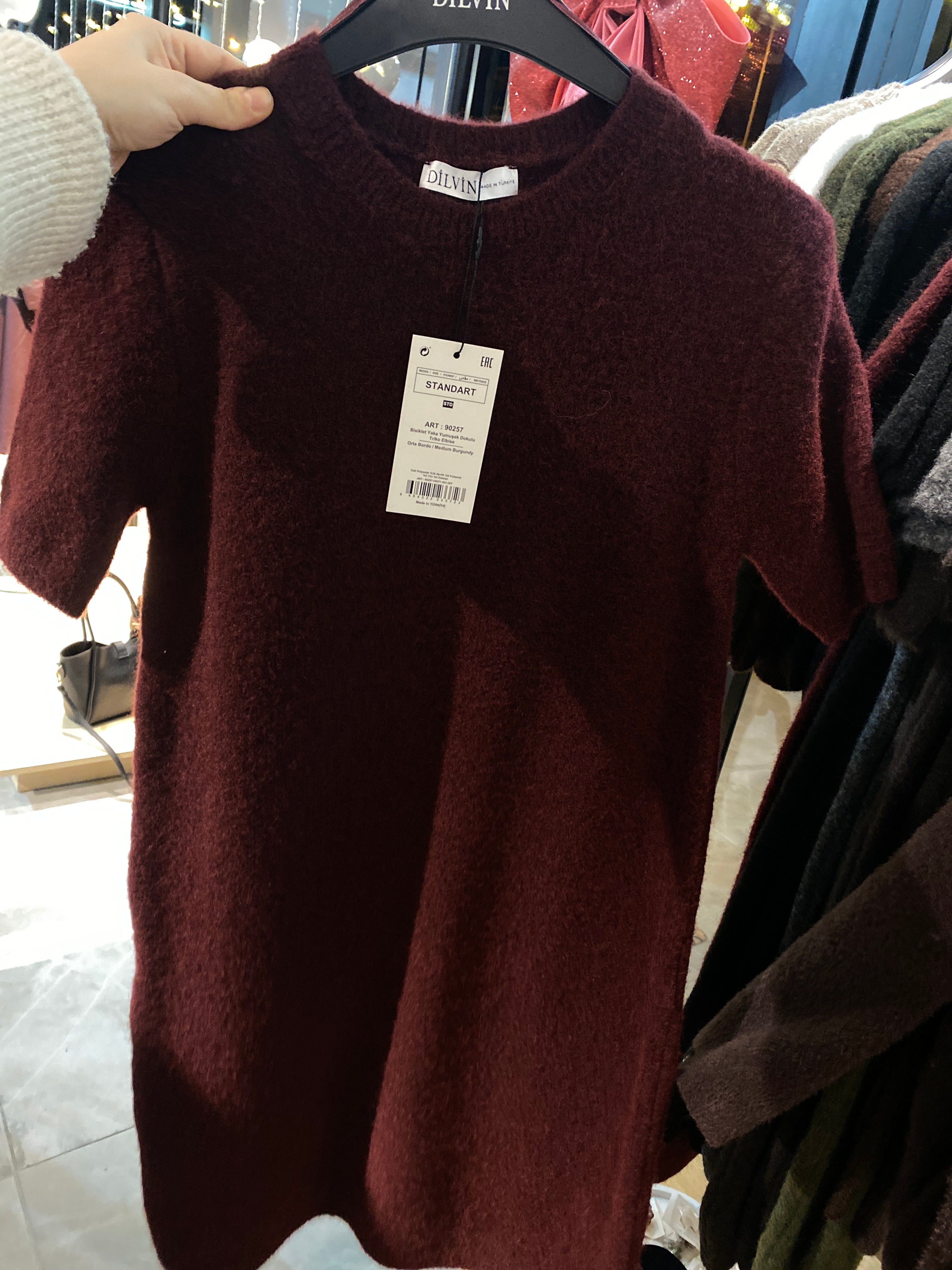 DLVN Bisiklet Yaka Yumuşak Dokulu Triko Elbise
