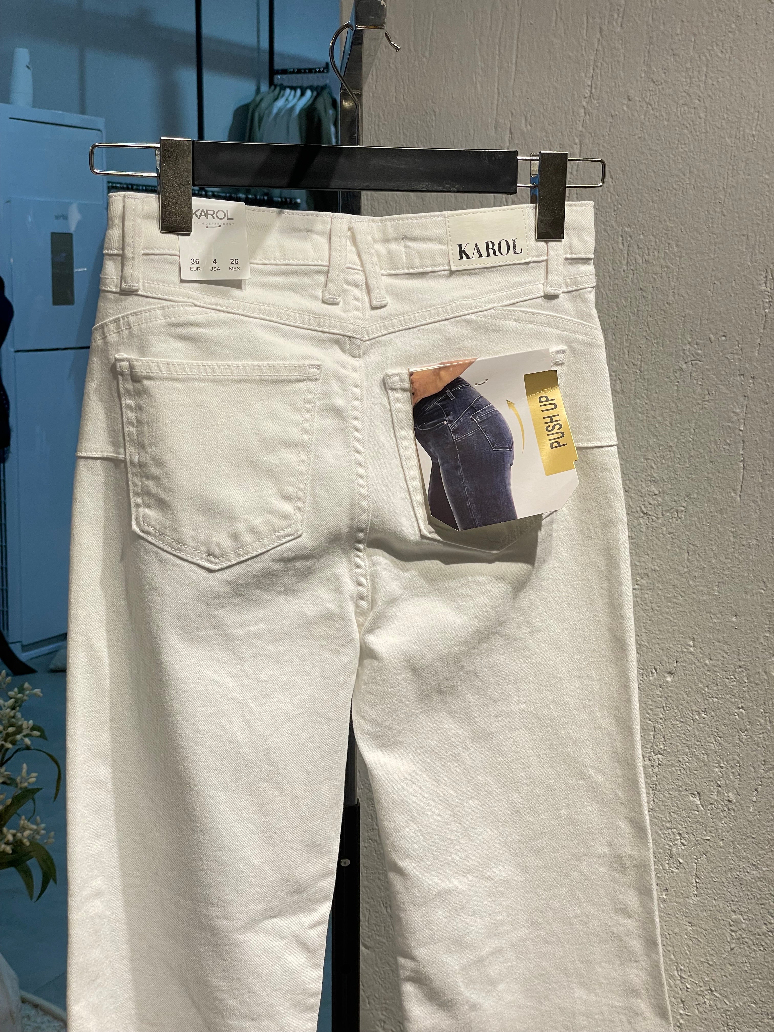 ispanyol Paça Beyaz Kot Pantolon