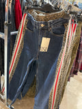Leopar ve Şerit Detay Wide Leg Jean