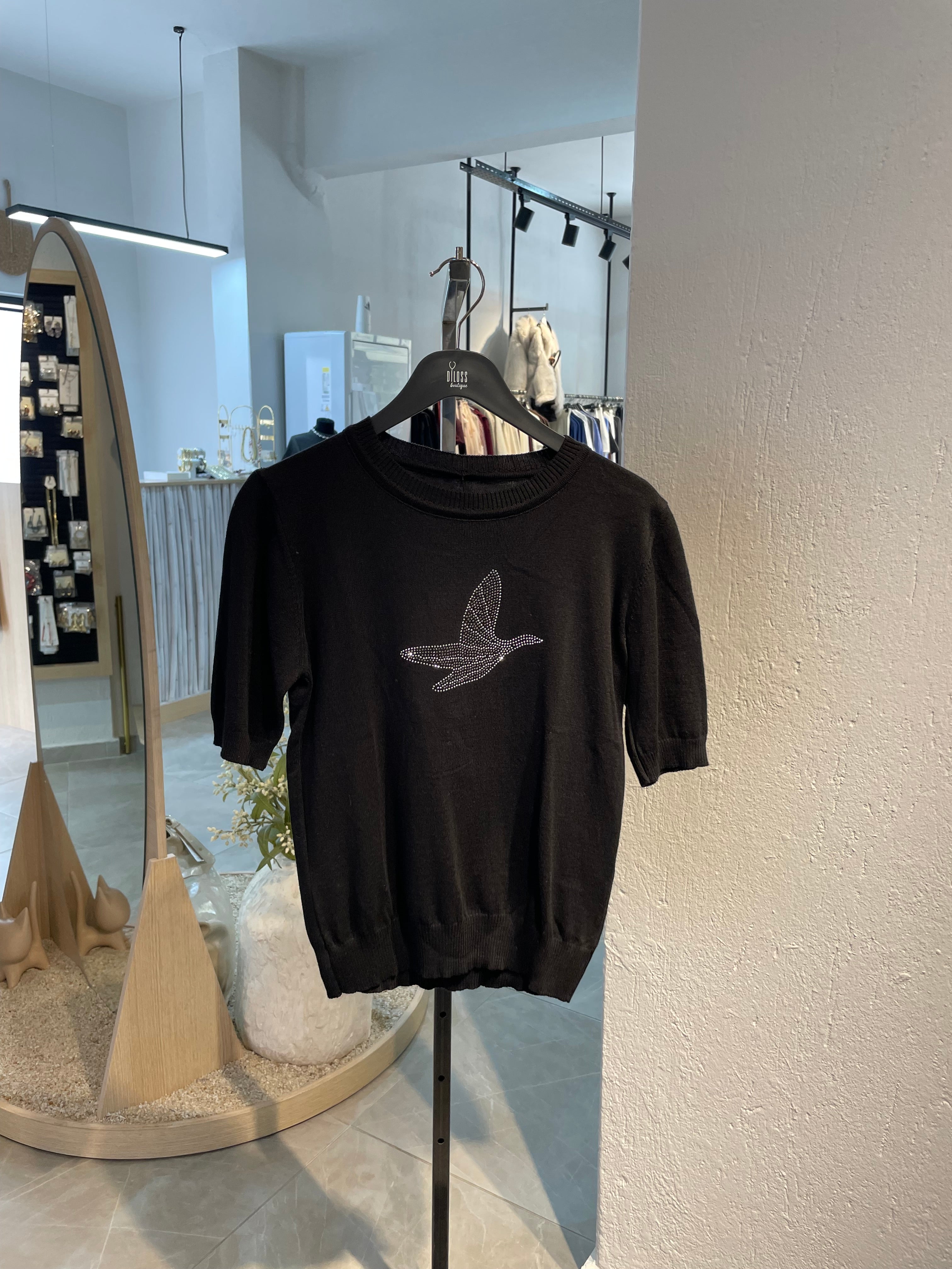 Marka Taş Detay Triko T-Shirt