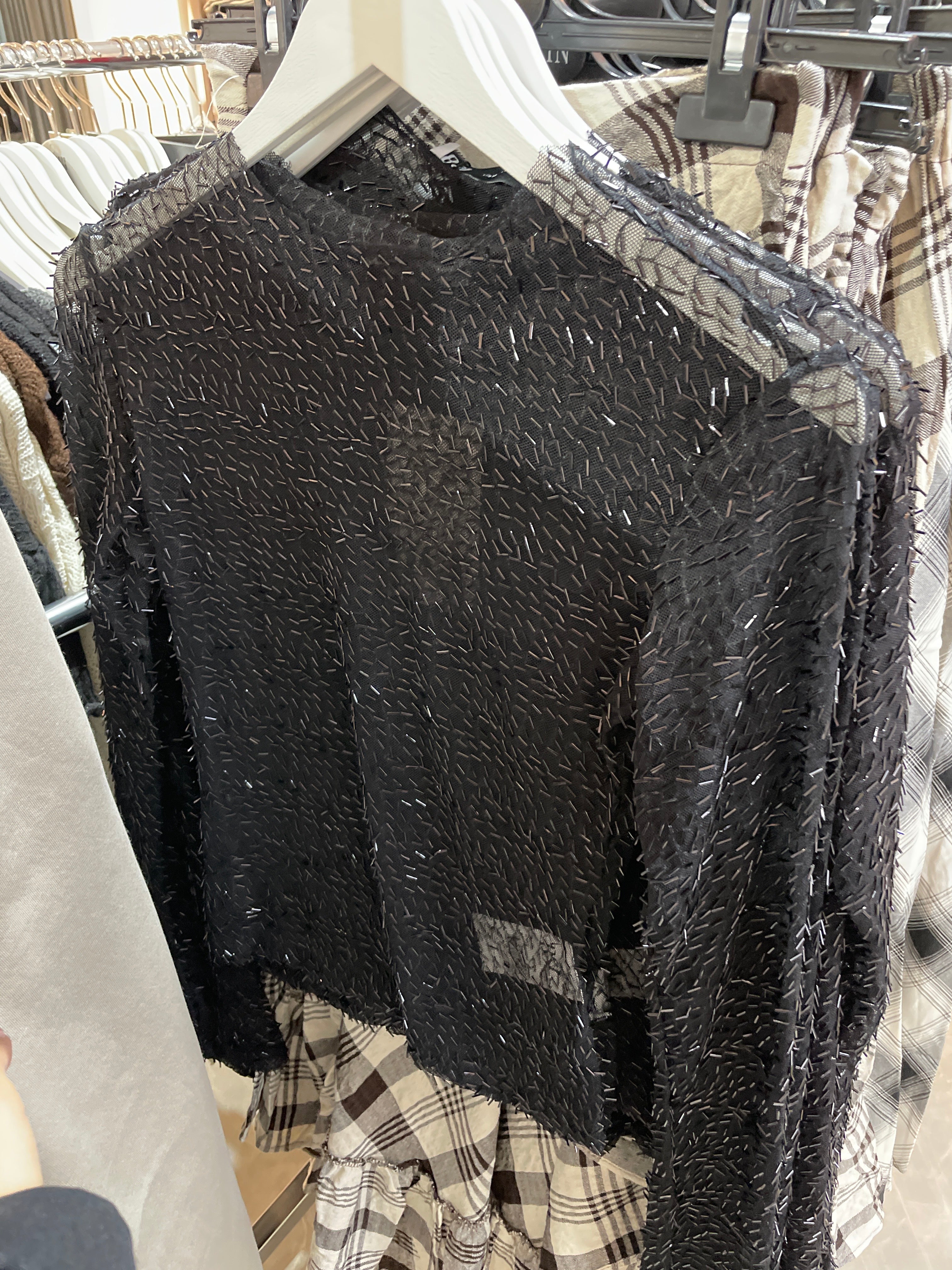 Transparan Boncuklu Şık Bluz