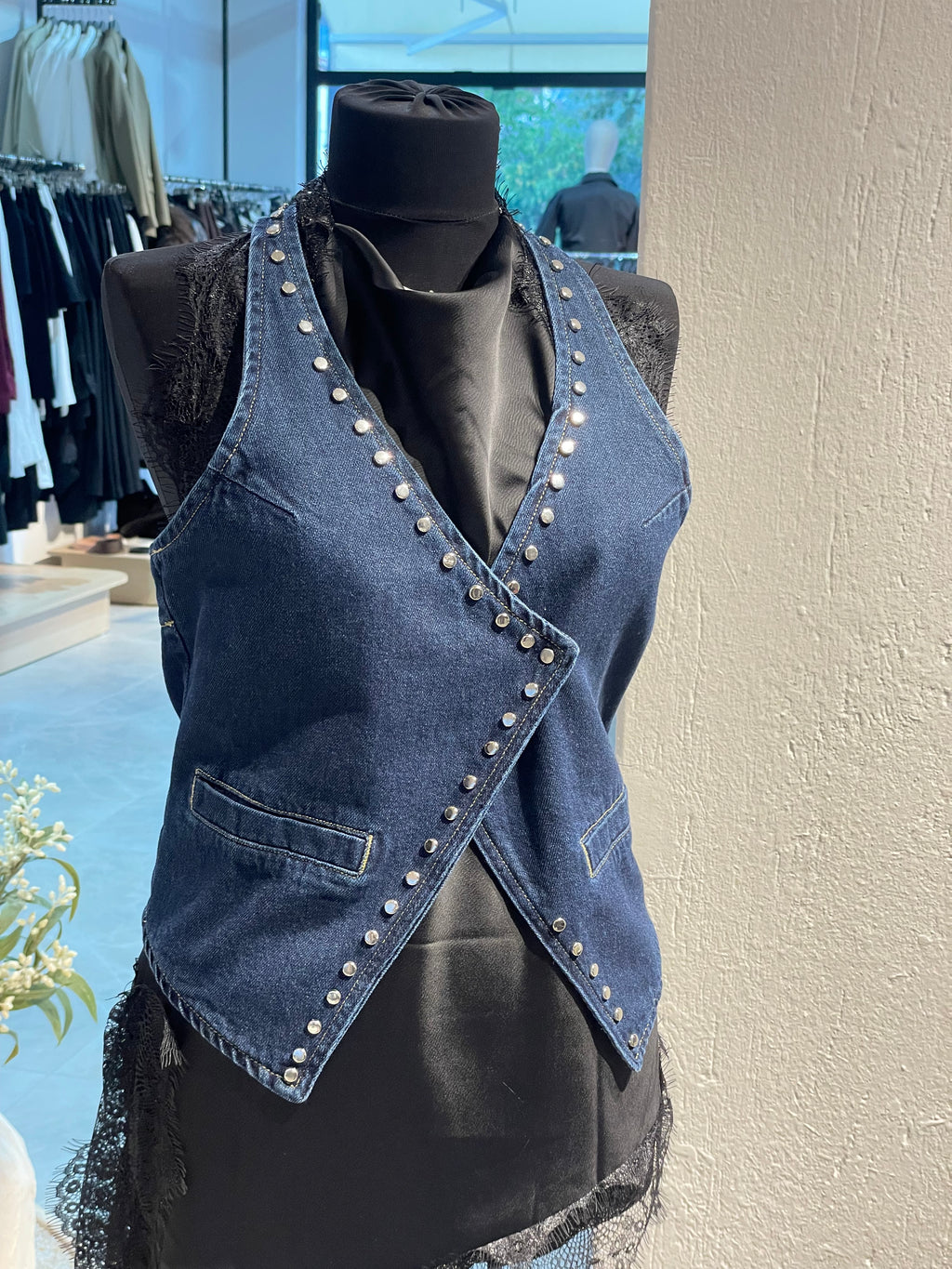 Zımba Detaylı Kot Yelek