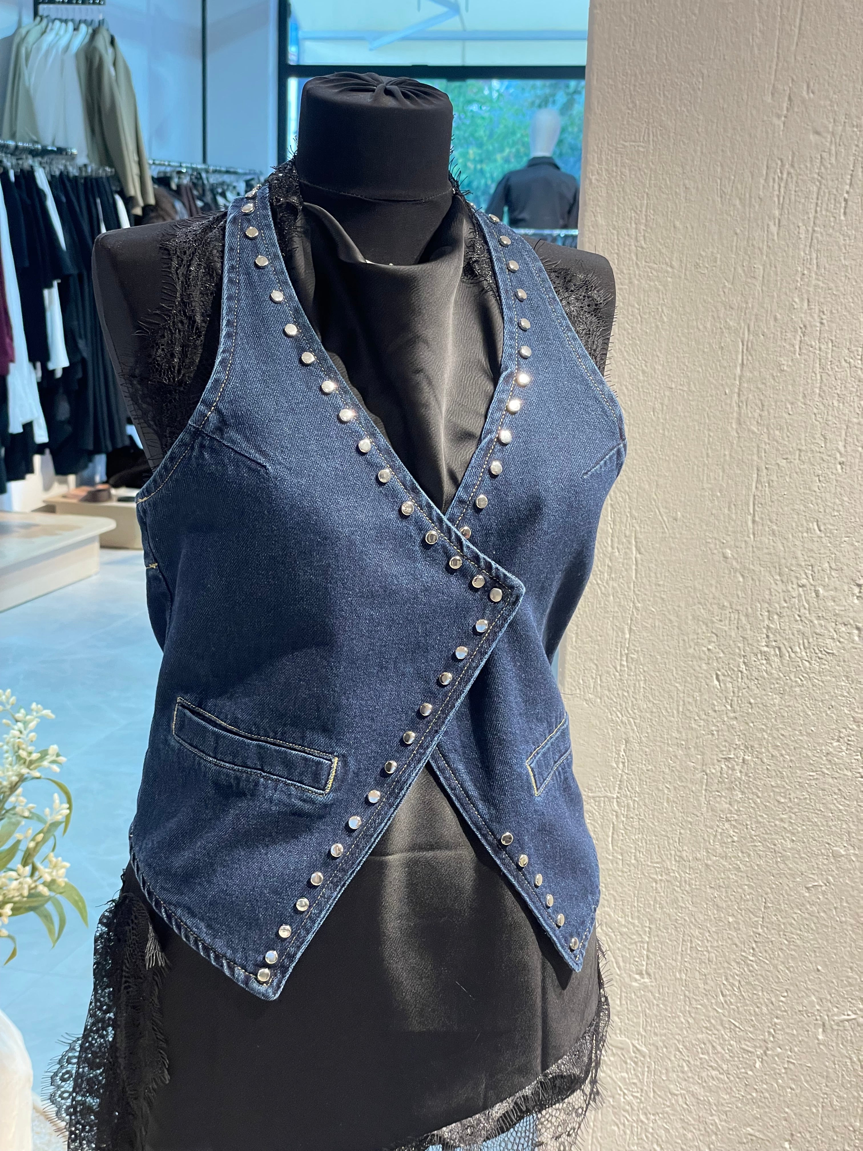 Zımba Detaylı Kot Yelek