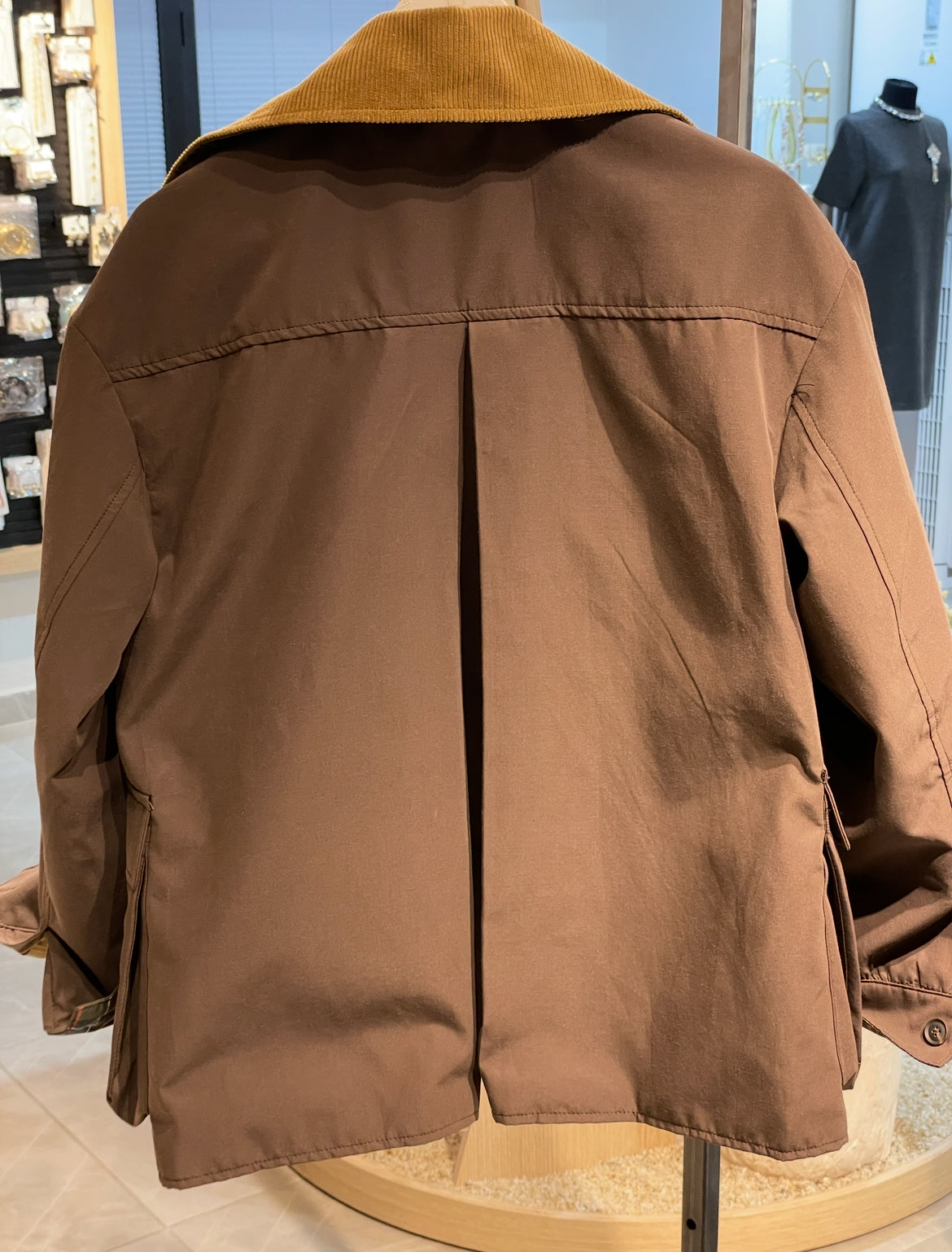 Kahverengi Kadife Ekose Detay Ceket