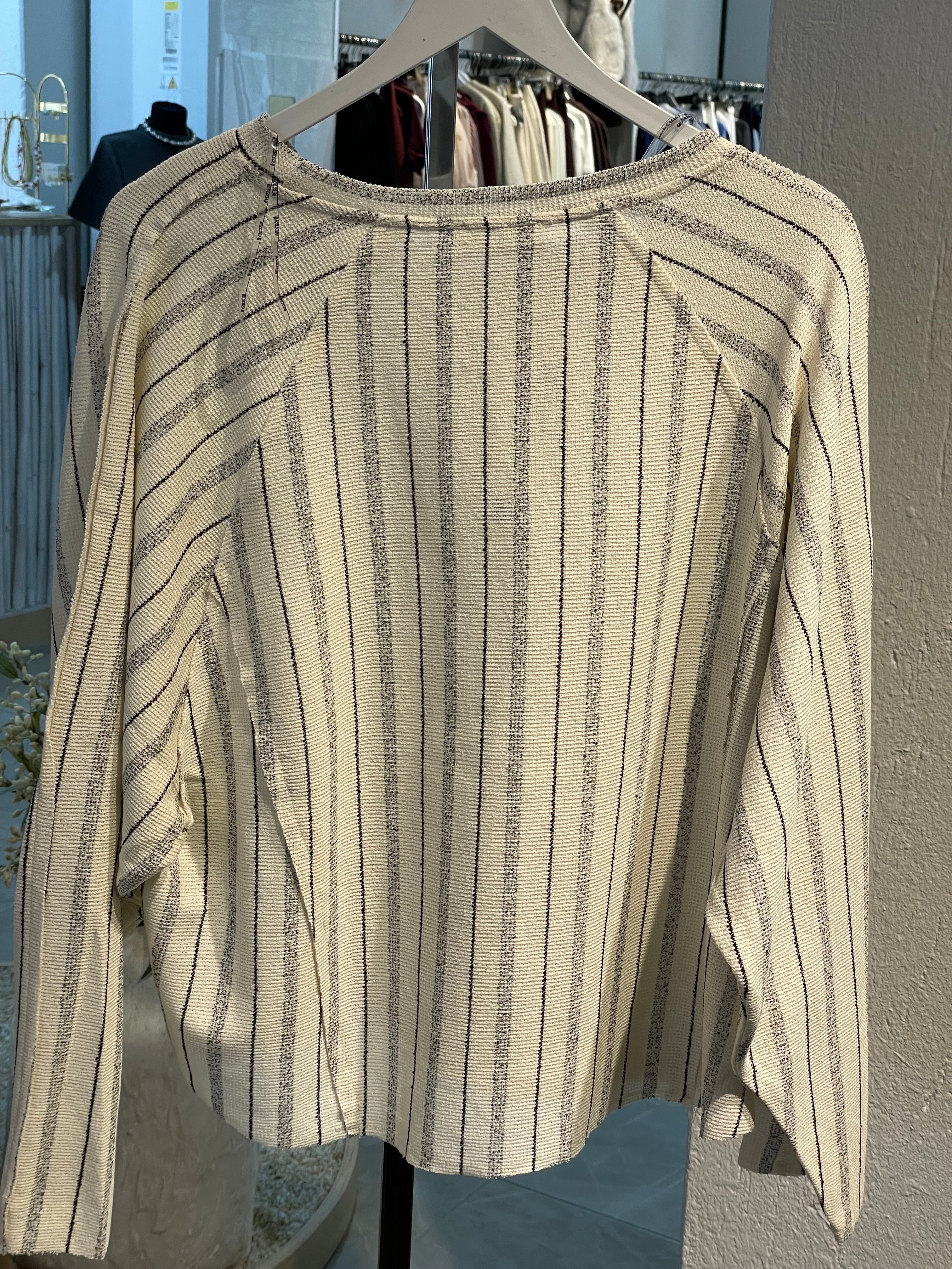 Taş Rengi Çizgili Dokuma Kumaş Alt-Üst Takım