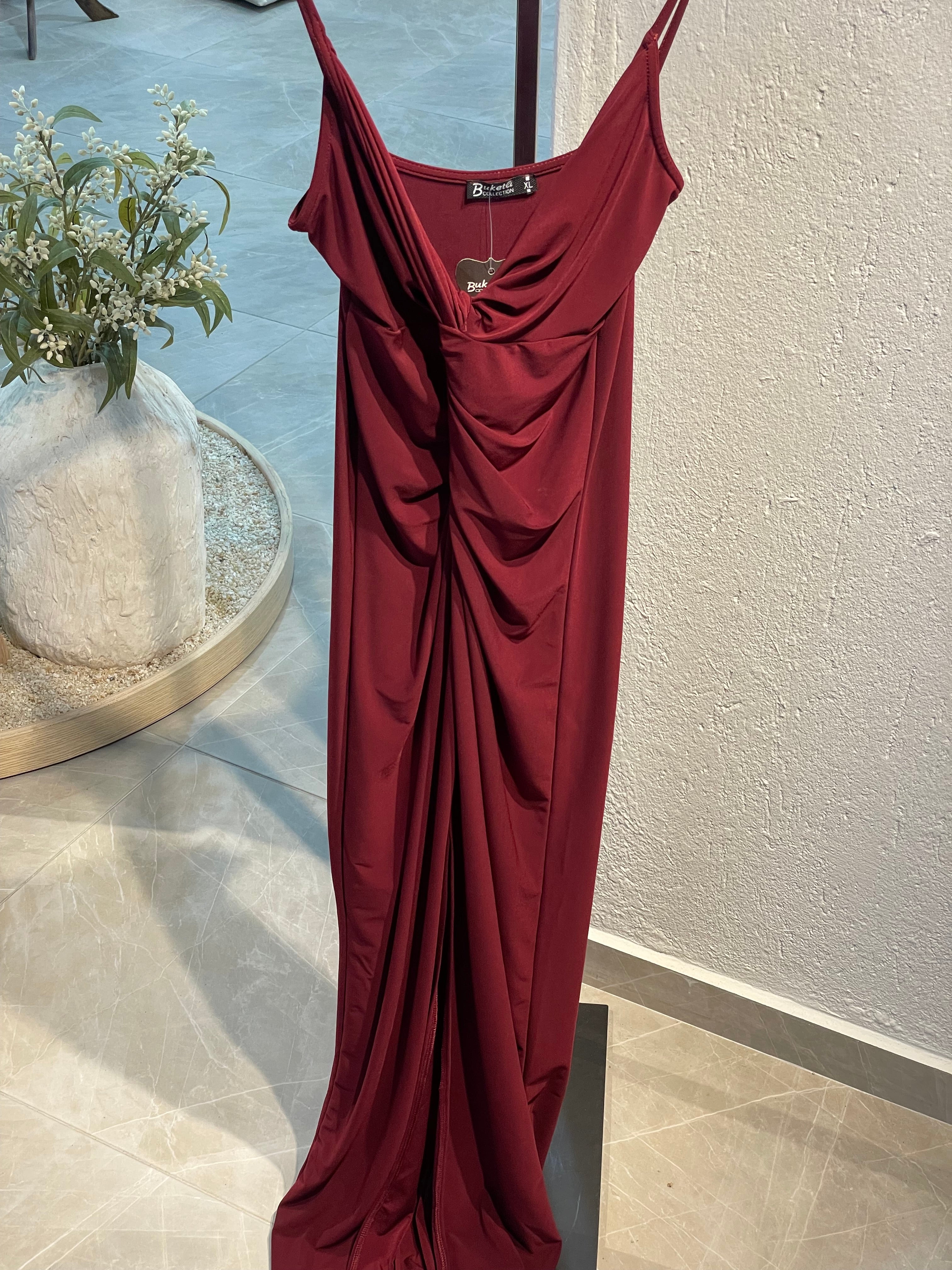 Önden Bağlamalı Uzun Davet Elbisesi