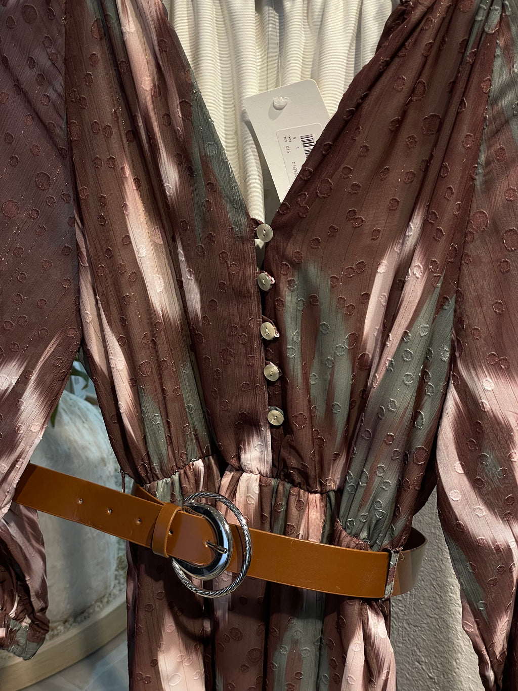 Desenli Bohem Kemerli Uzun Elbise