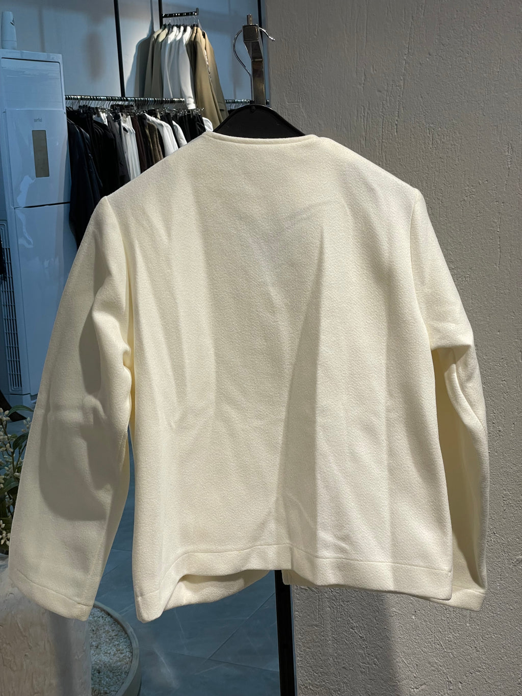 Trocape Yakasız Ekru Kaşe Ceket