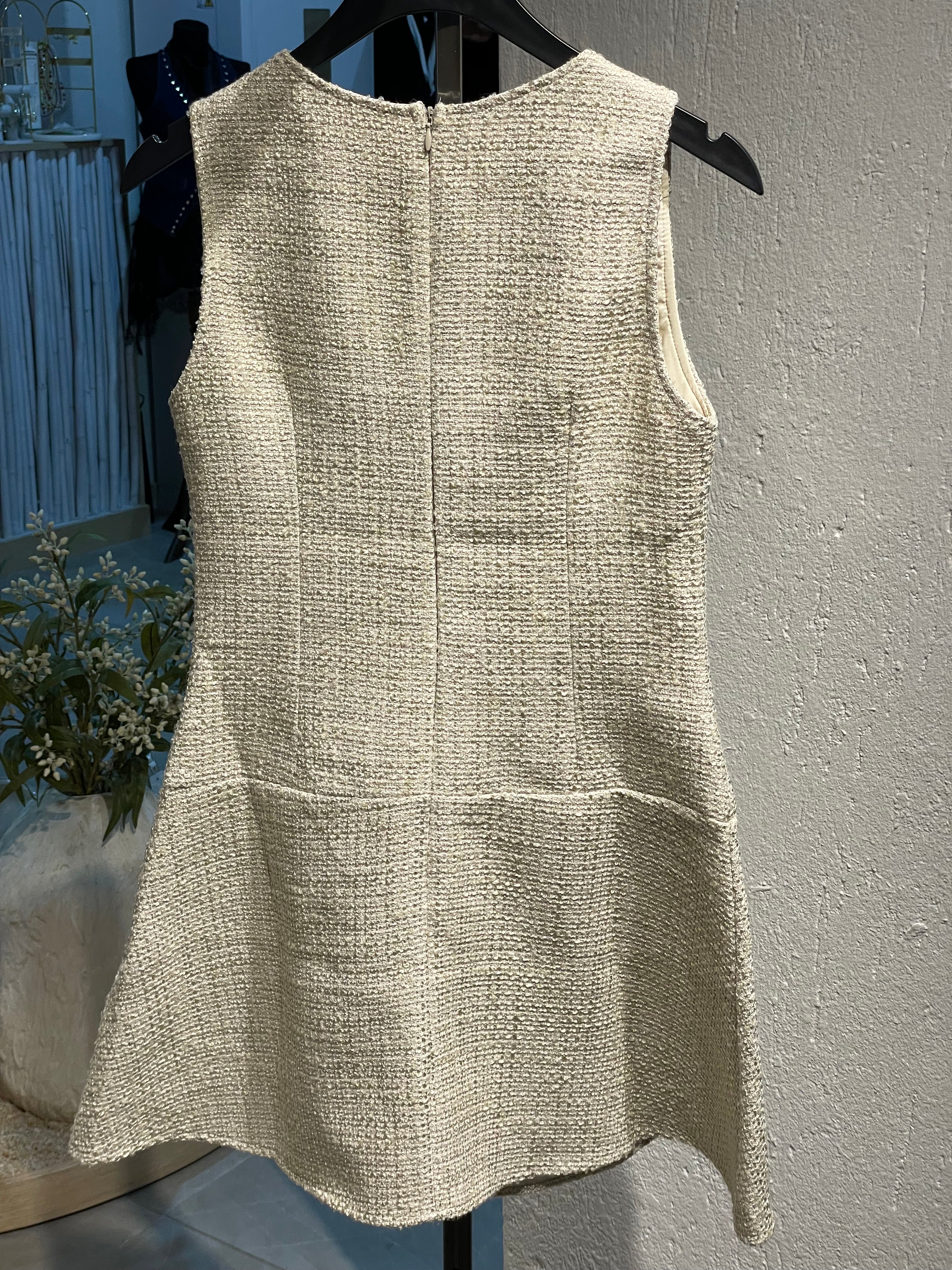 Taş Rengi Düğmeli Elbise