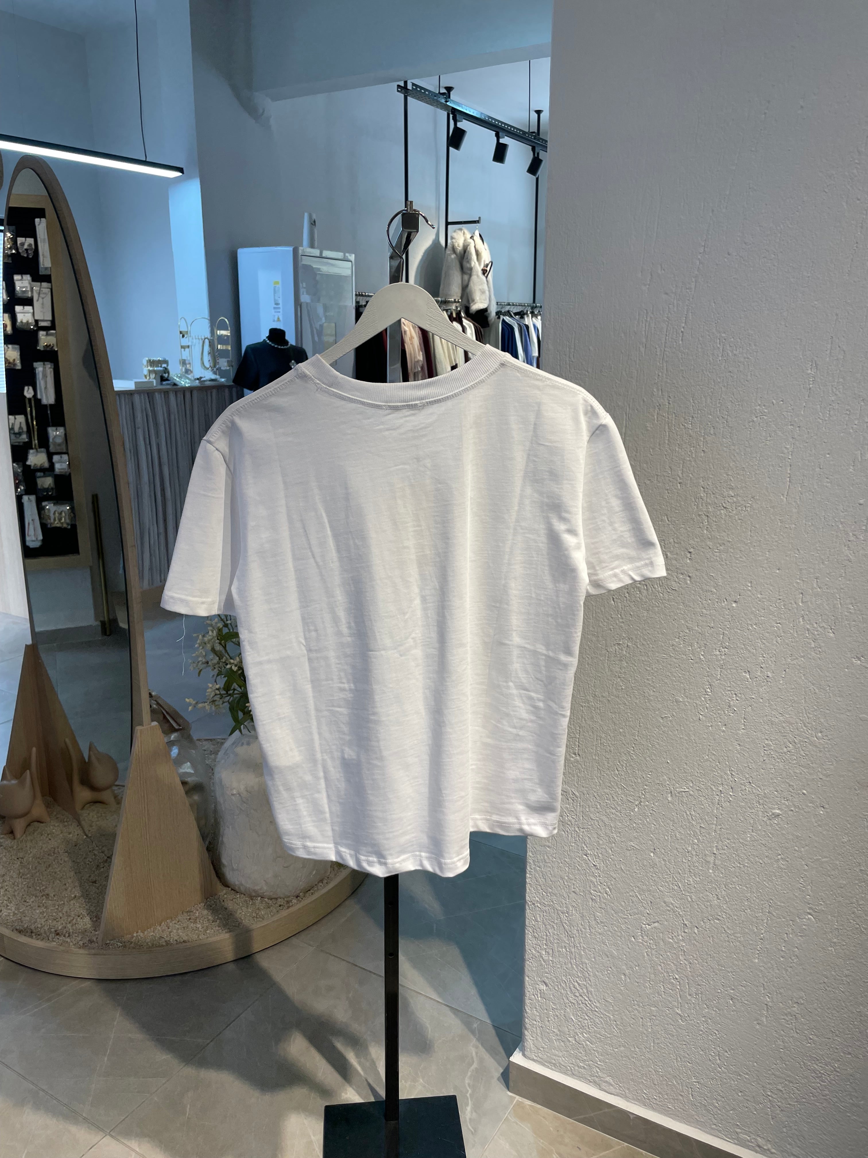 Dlvn Dekoratif Dikişli Bisiklet Yaka T-Shirt