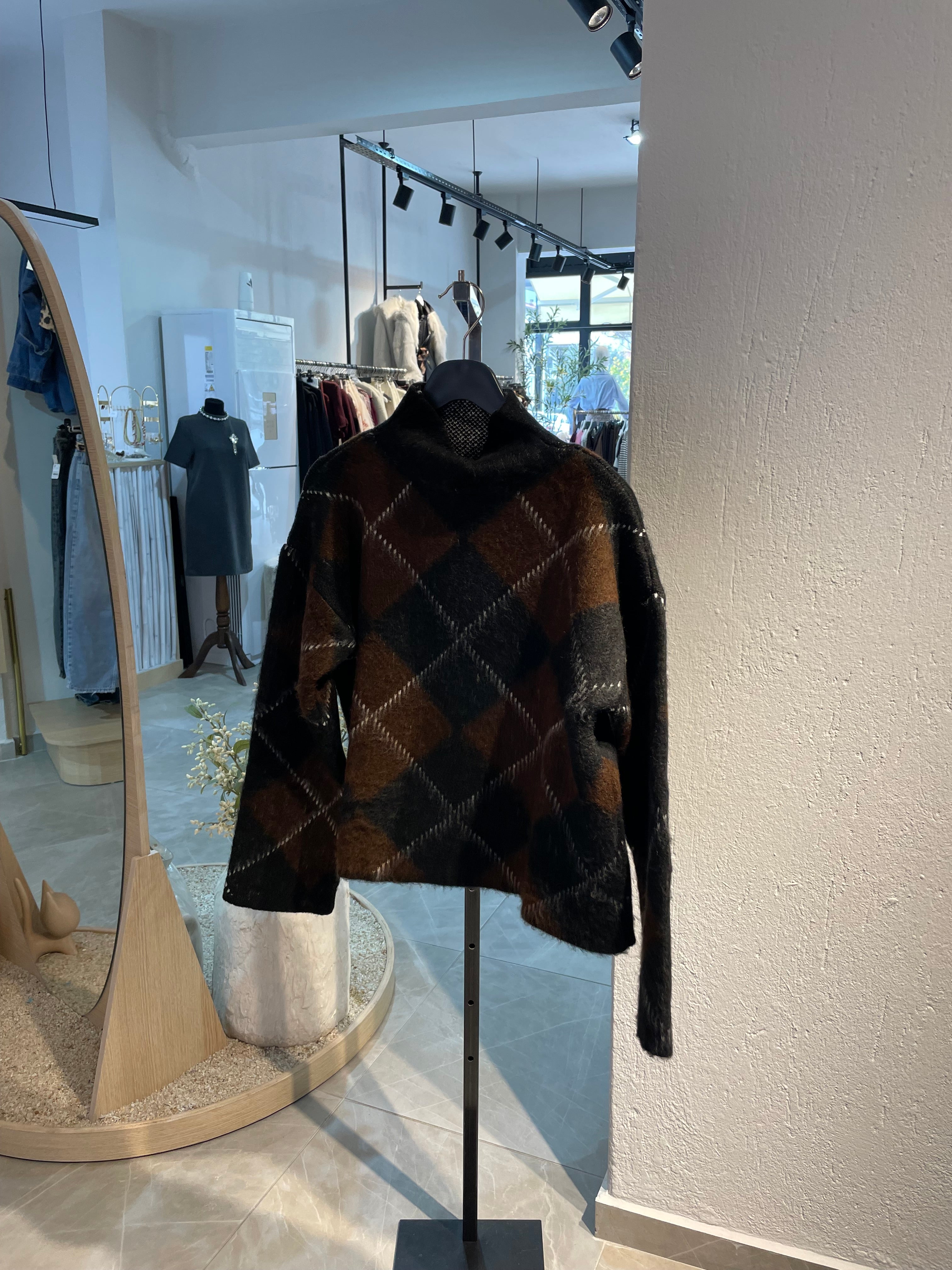 Triko Ekose Desen Alt-Üst Takım