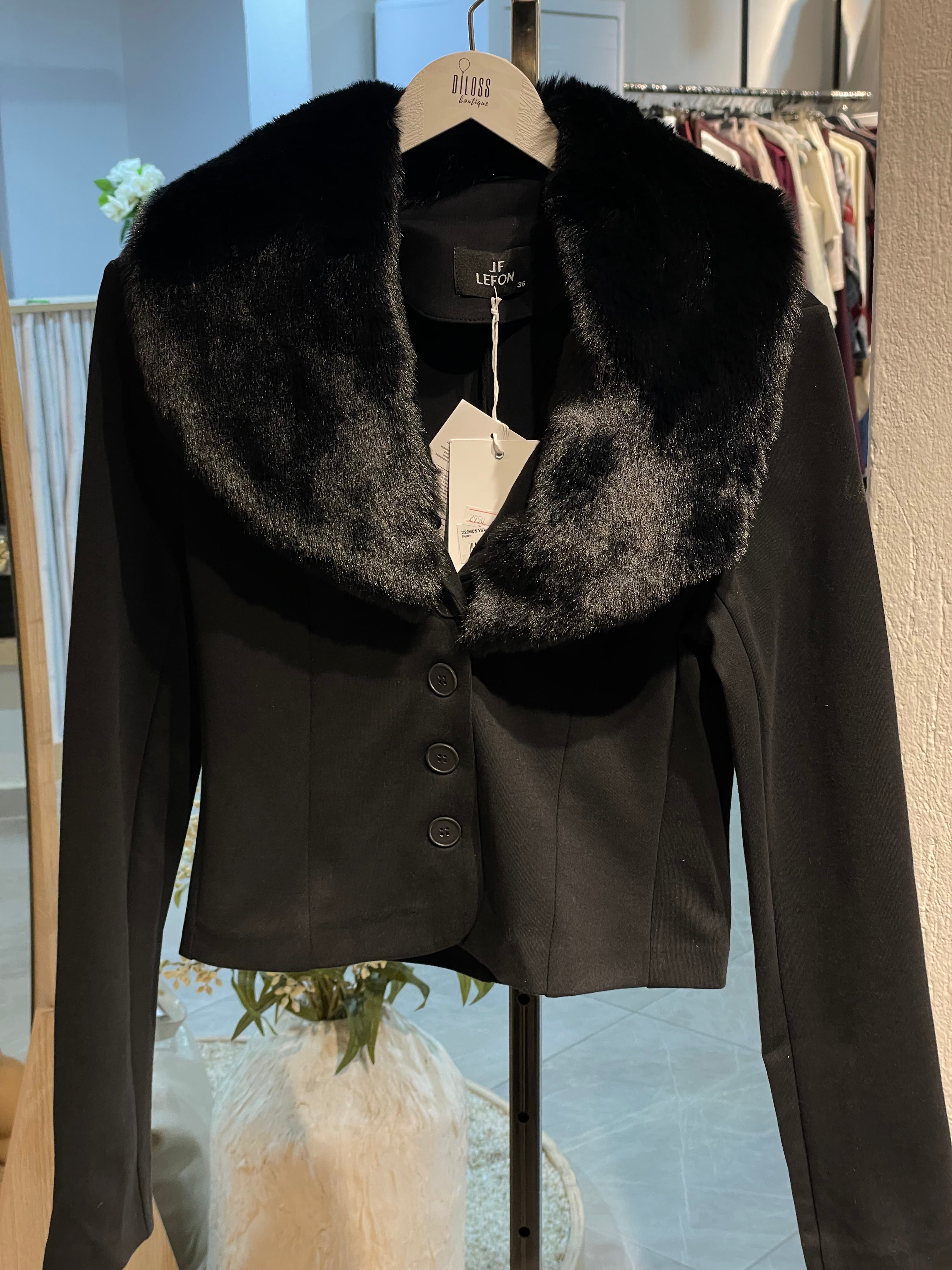 Şık Yakası Kürklü Düğmeli Takım