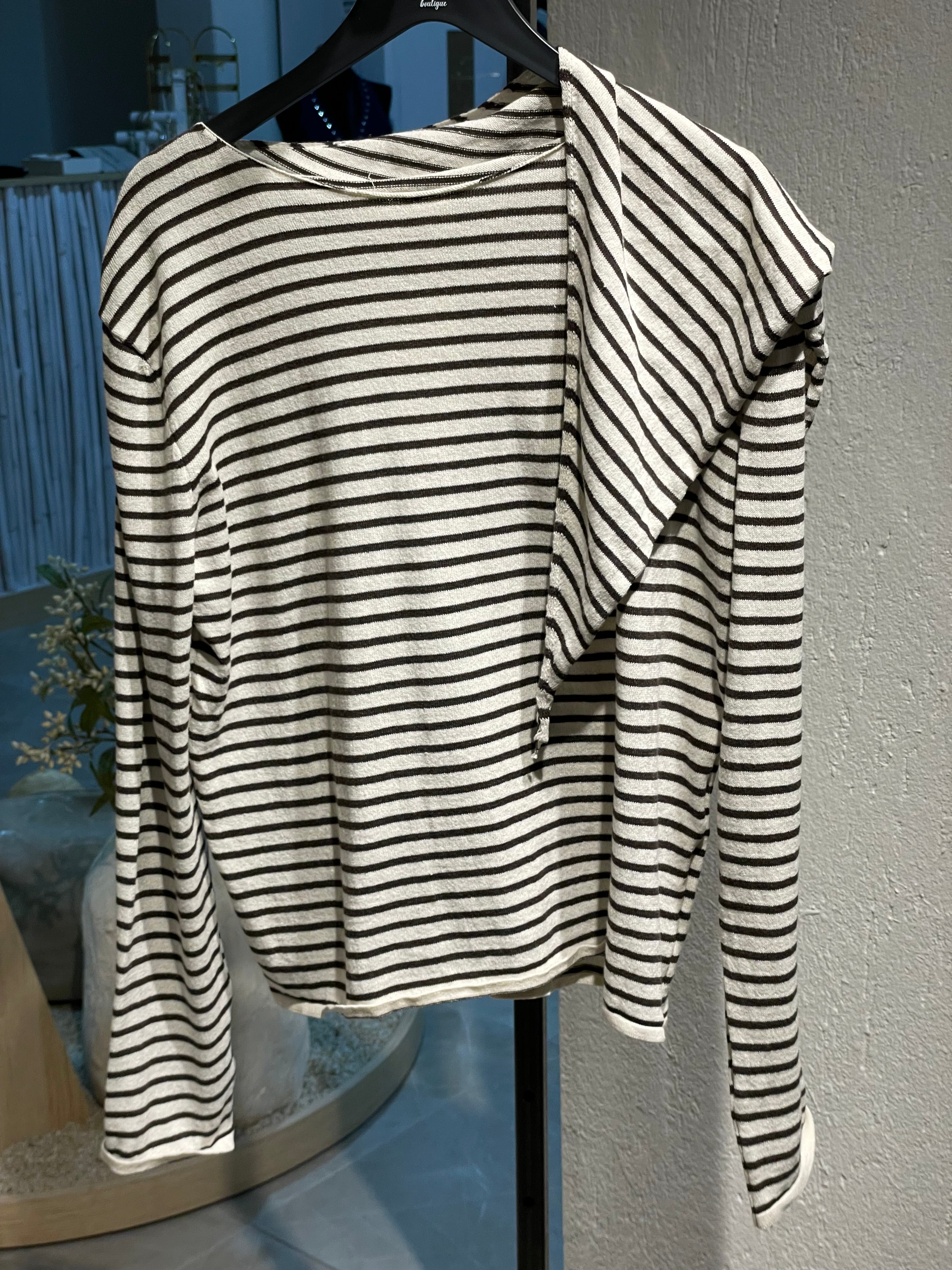 Triko Çizgili Pelerinli Kazak