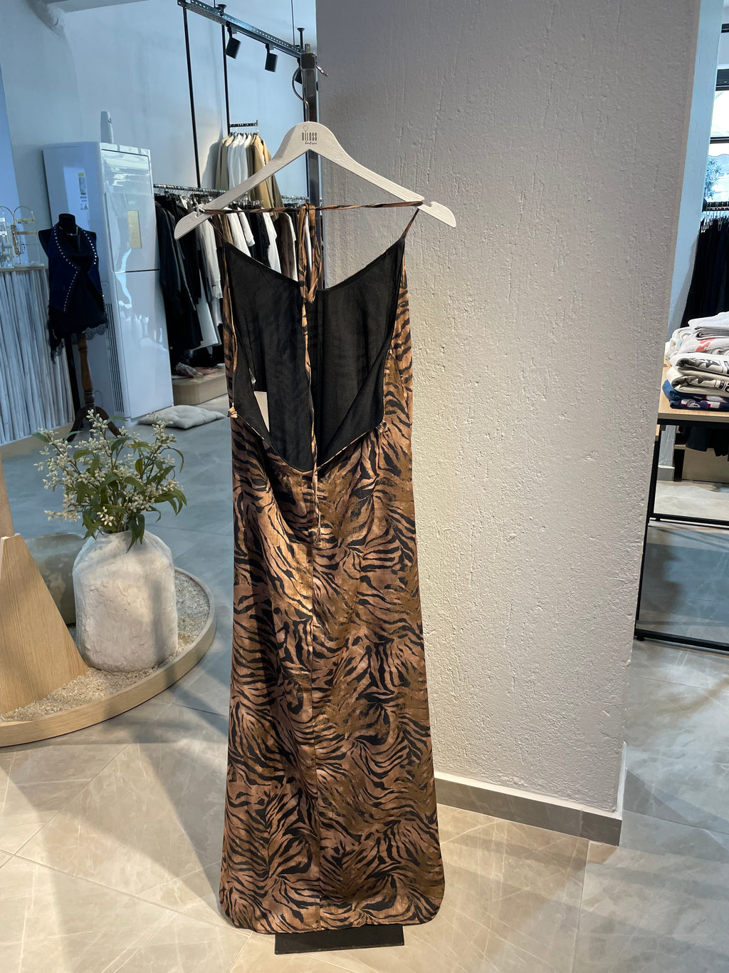 Kaplan Desenli Uzun Elbise