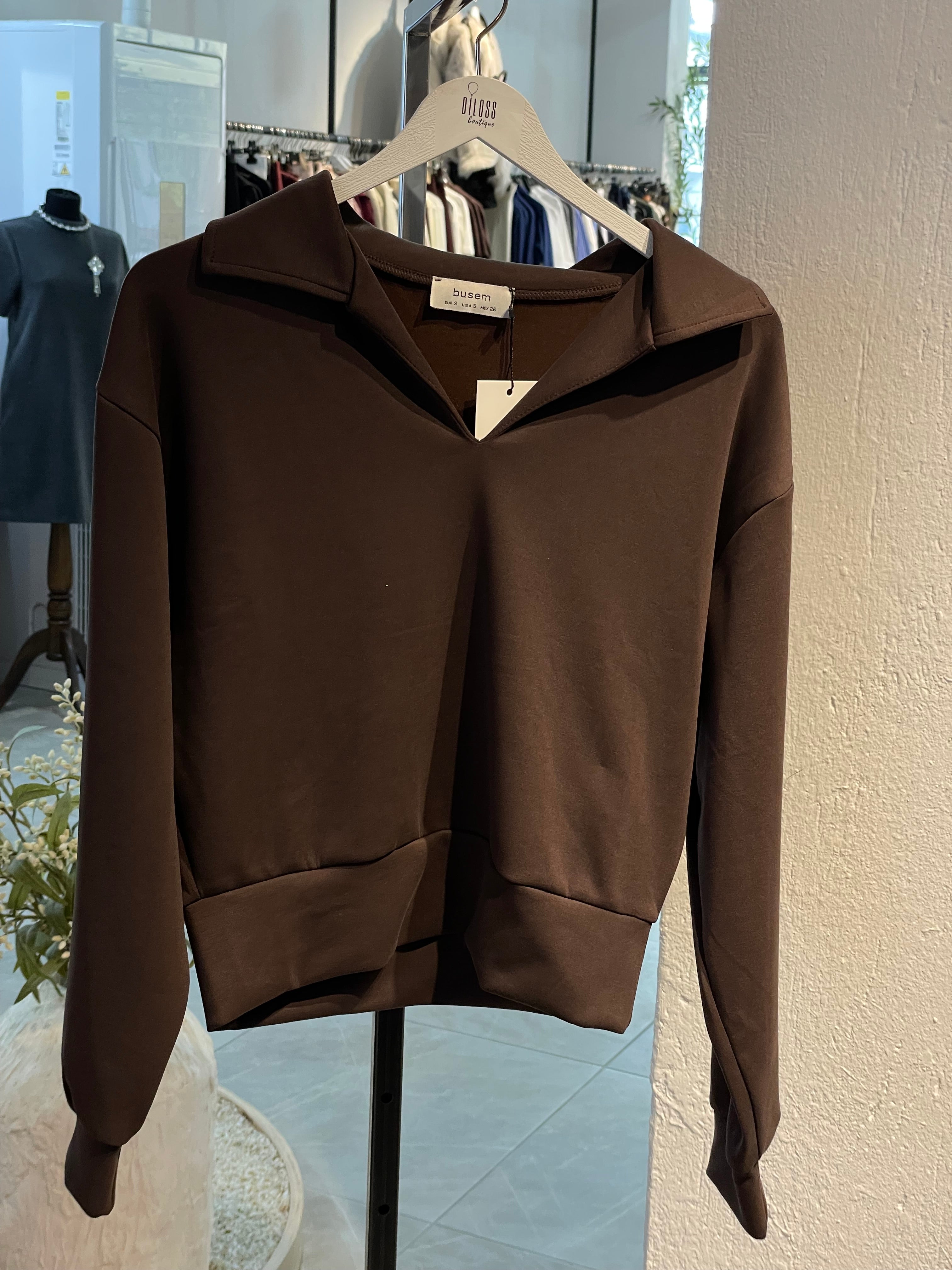 Oys Kumaş Yakalı Sweat Kazak