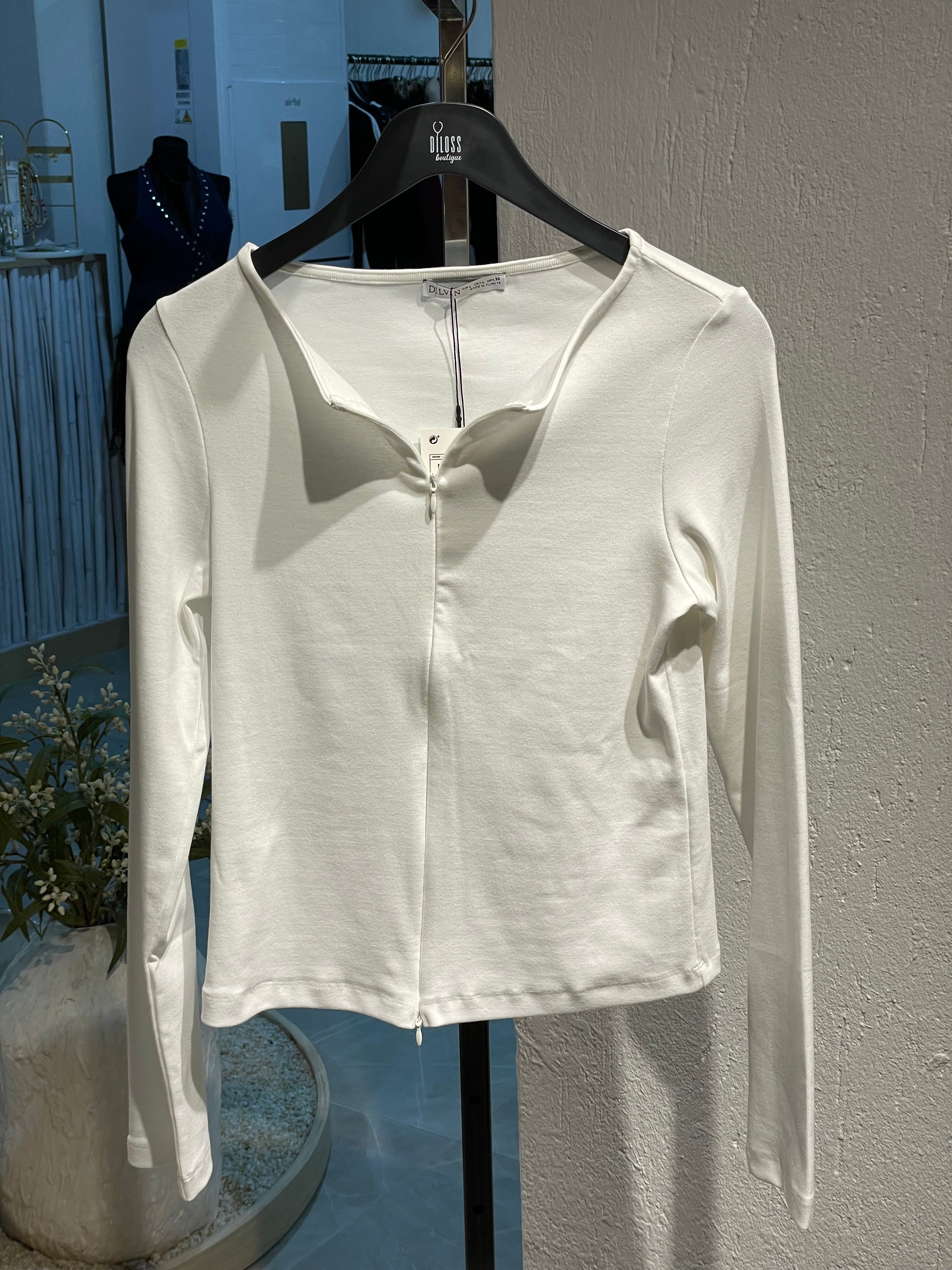 Dilvin Fermuar Detaylı Uzun Kollu Üst