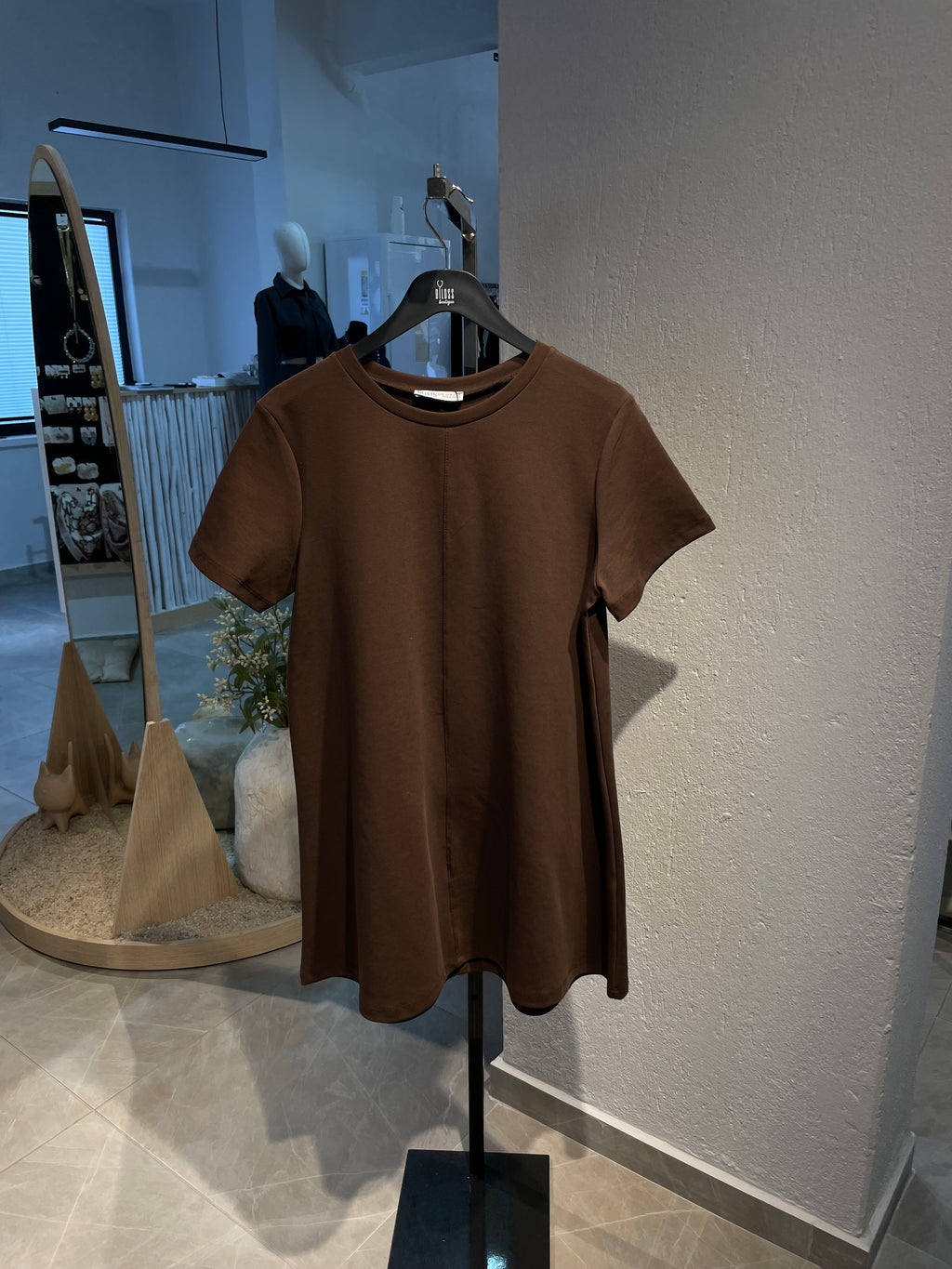 Kahverengi Düz Kesim Elbise