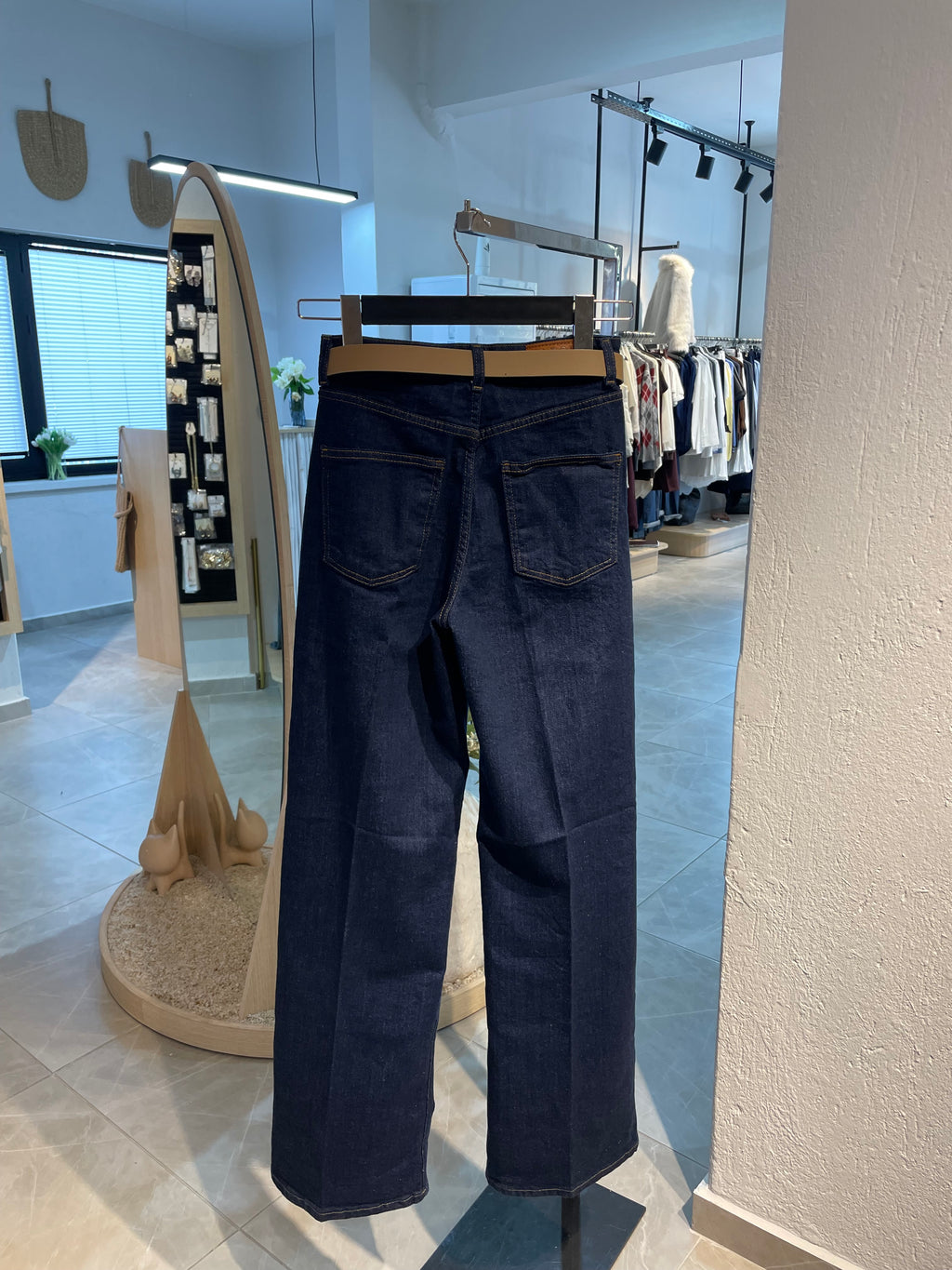 Lacivert Yüksek Bel Wide Leg Jean