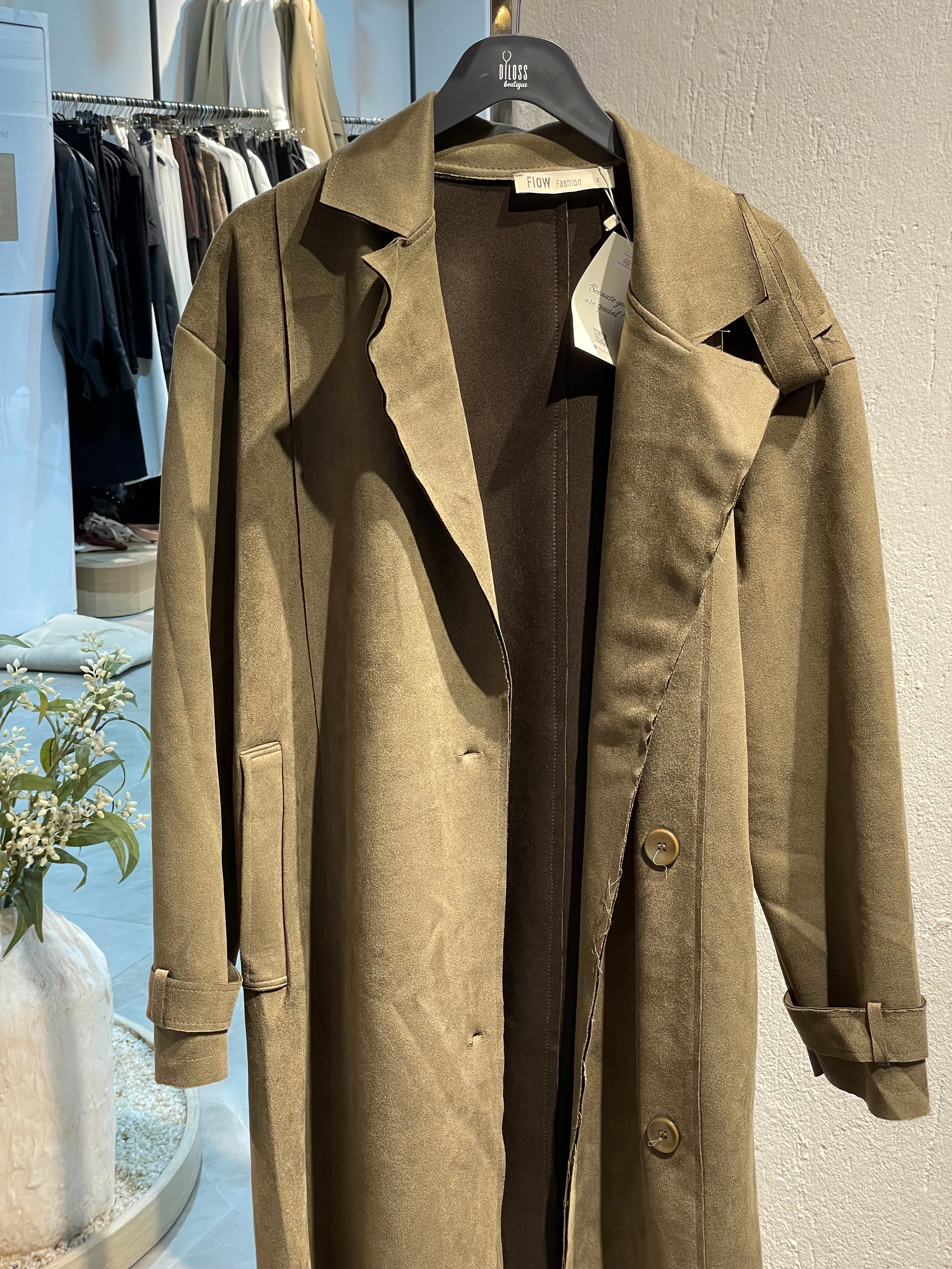 Haki Kadife Trençkot